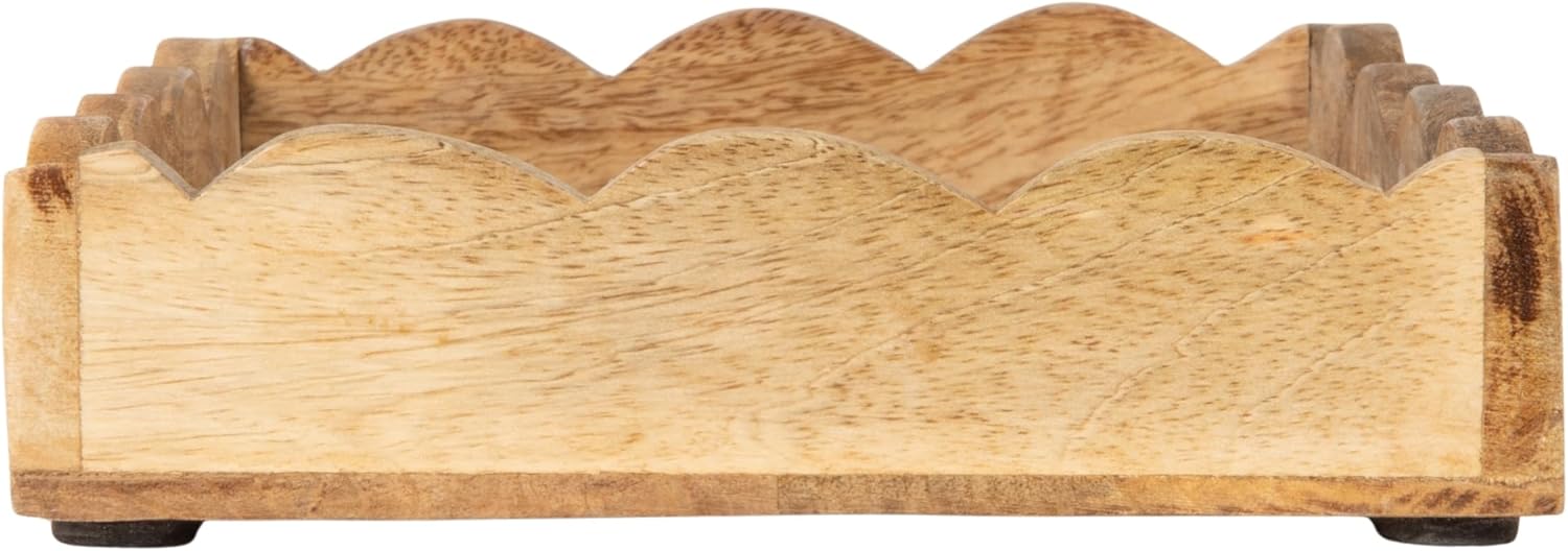 Mango Wood Scalloped Tray / Natural