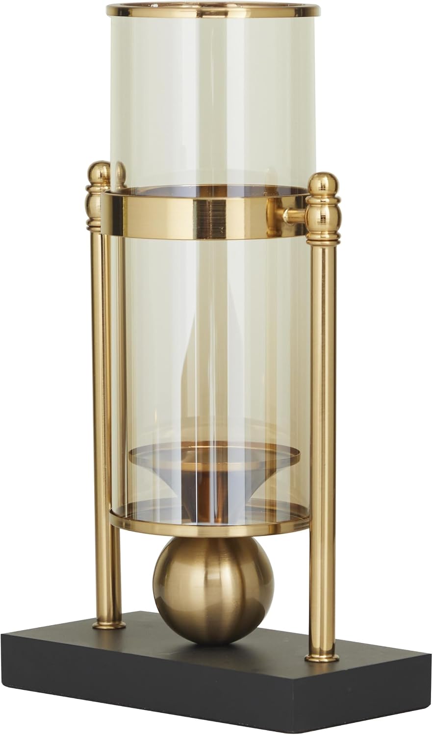 CosmoLiving by Cosmopolitan Metal Pillar Candle Holder with Metal Stand, 8" x 4" x 13", Gold