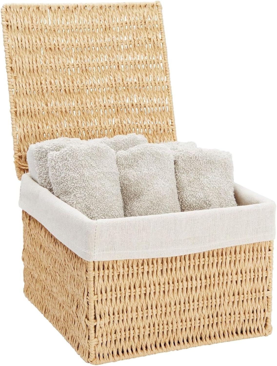 Wicker Storage Bins / Brown / 10 x 10 x 7 / Set of 2