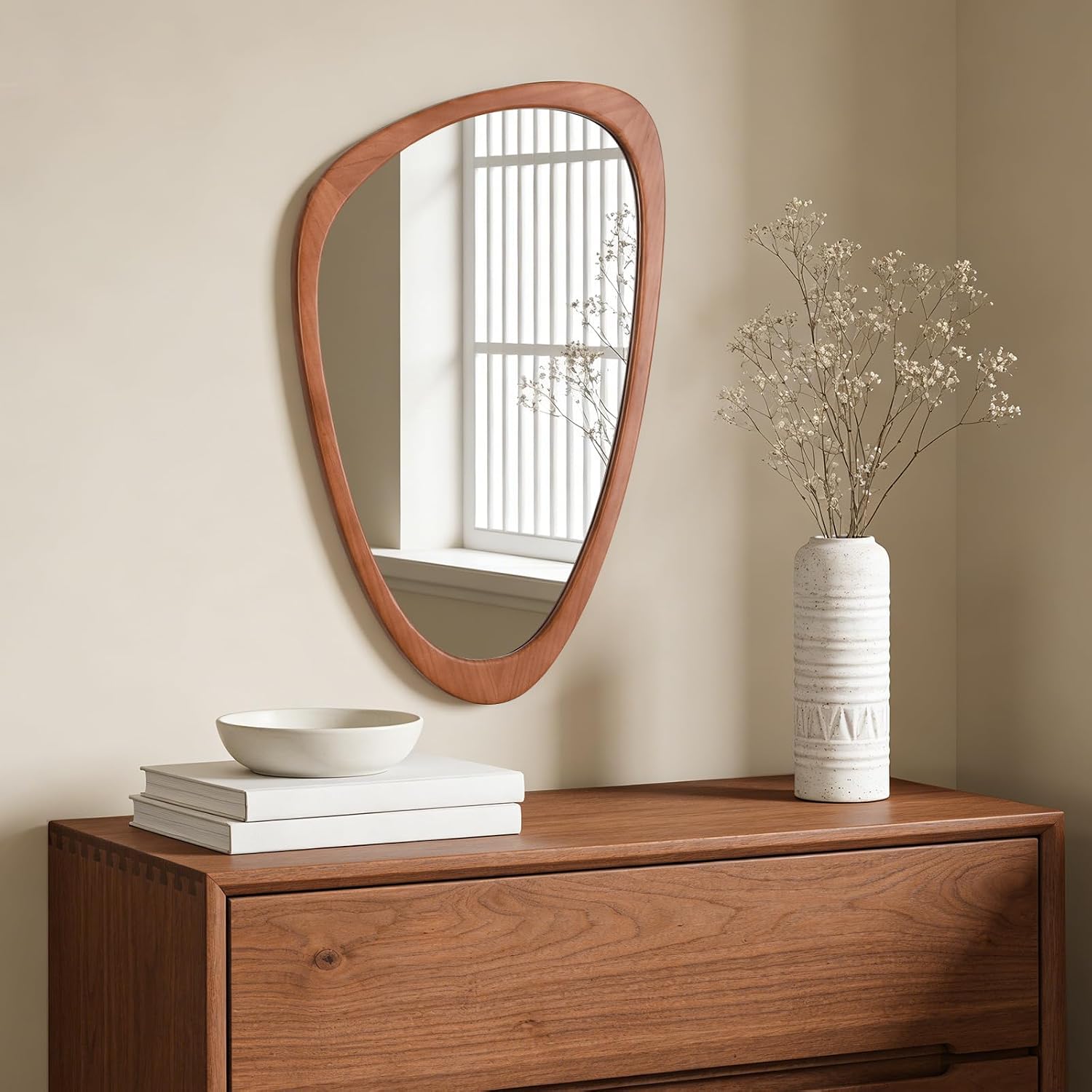 Irregular Wall Mirror / Walnut / 30"L x 19"W