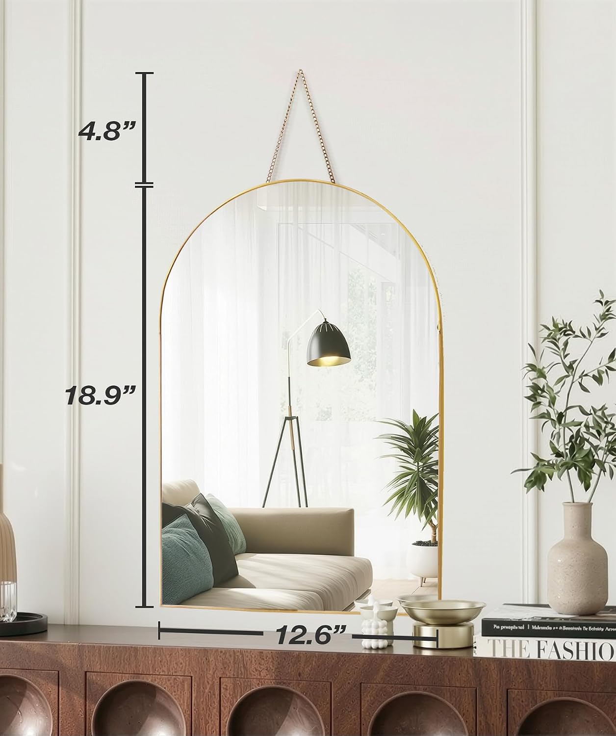 Arched Wall Mirror "- Small Vintage Hanging Mirror / 13 x 19 / Classic Arch / Gold