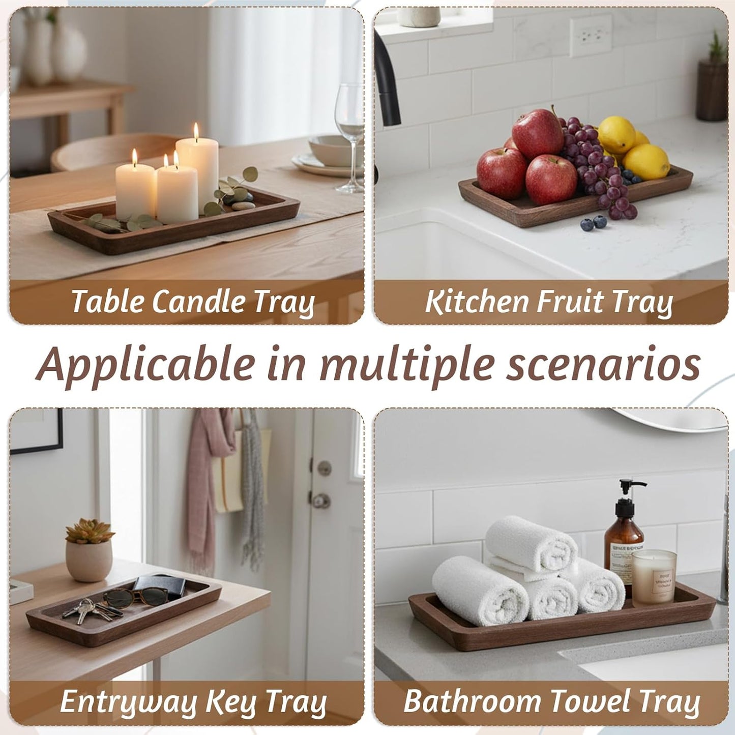 Wood Long Narrow Tray Home Decor