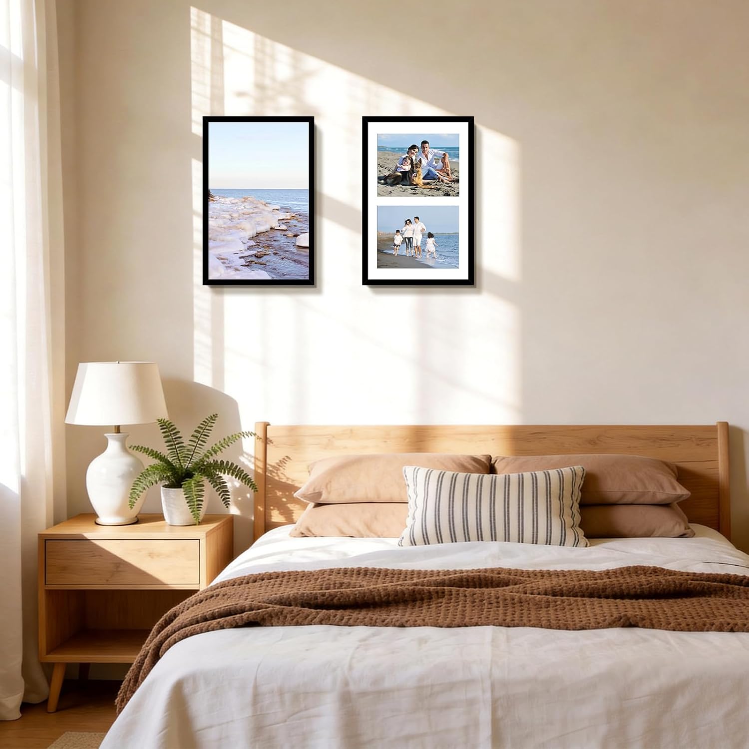 Golden State Art 12x19 Black Wood Picture Frame - For Two 8x10 Photo,4 Pack | Matted to Double 8x10,Solid Wood Collage