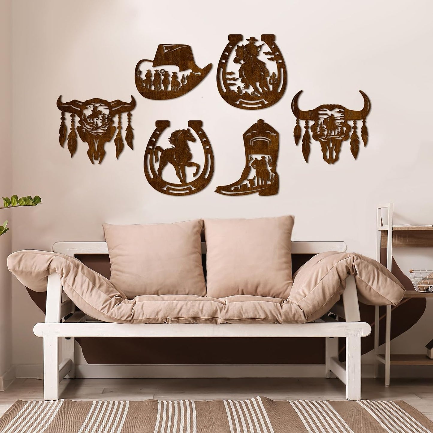 Western Wall Decor Wood Wall Art Rustic Hat Boot Saddle Deer Bear in the / Brown / Cowboy / Set of 6