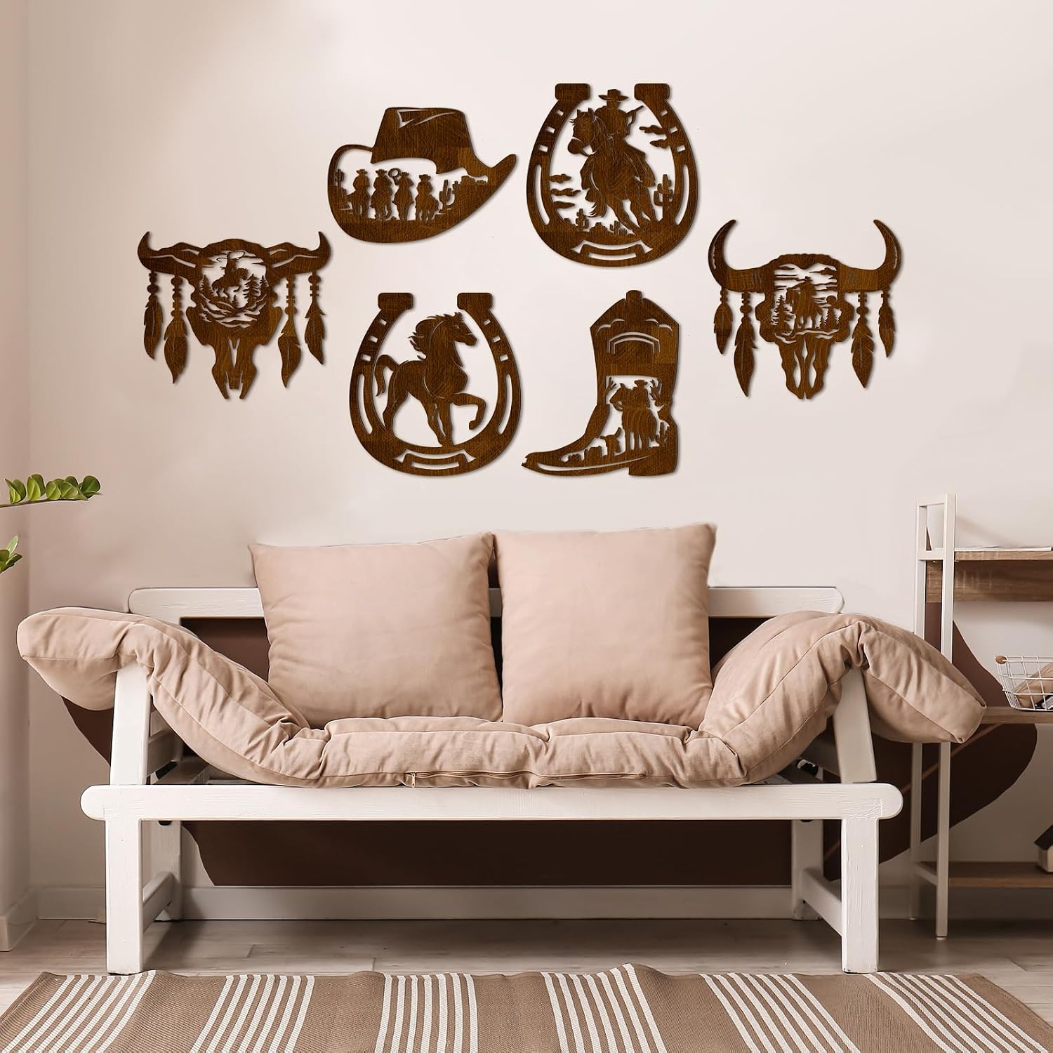 Western Wall Decor Wood Wall Art Rustic Hat Boot Saddle Deer Bear in the / Brown / Cowboy / Set of 6