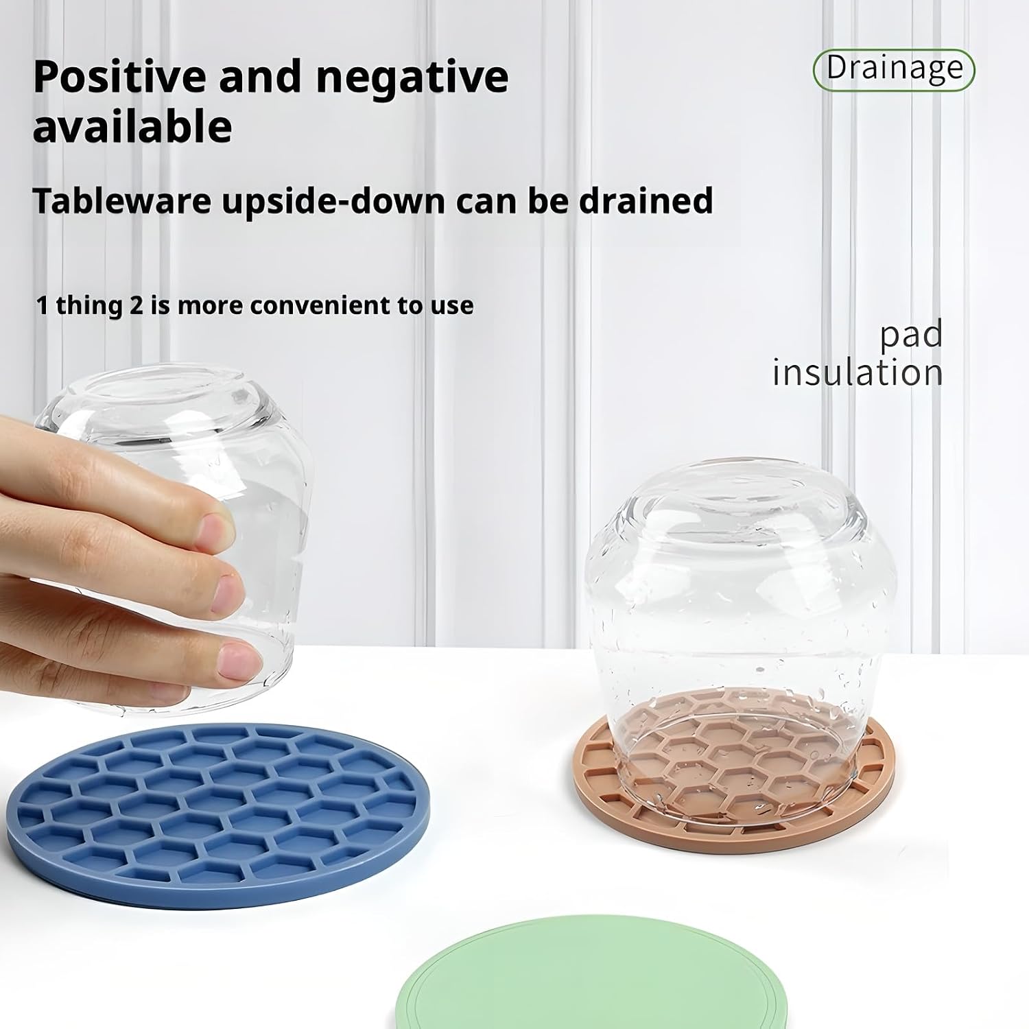 Holder / 5-Piece Silicone Coasters Set / Fog Blue / 3.9"*3.9"*0.18