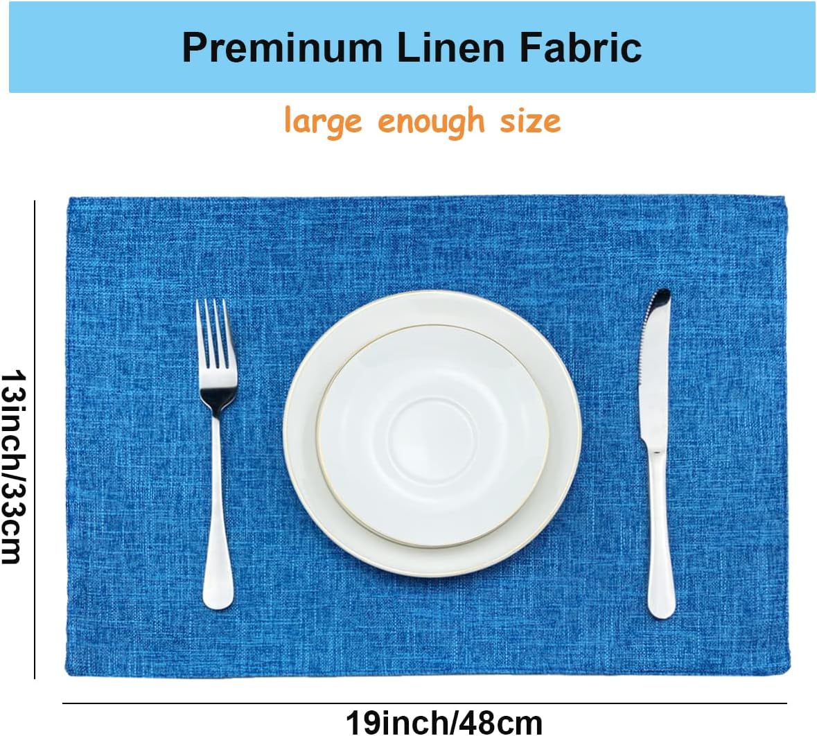 Weabetfu Cloth Placemats Set of 6 Heat Resistant Dining Table Placemmats | Cotton Linen Machine Washable Kitchen Table