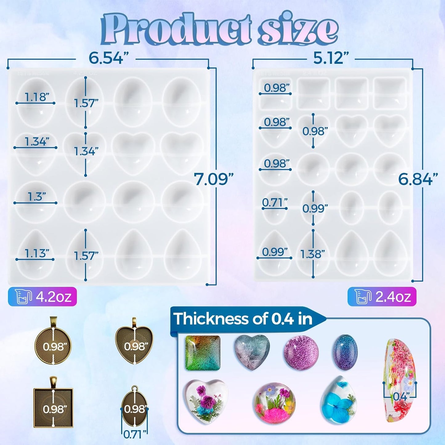 Cabochon Gems Resin Molds / Set of 16