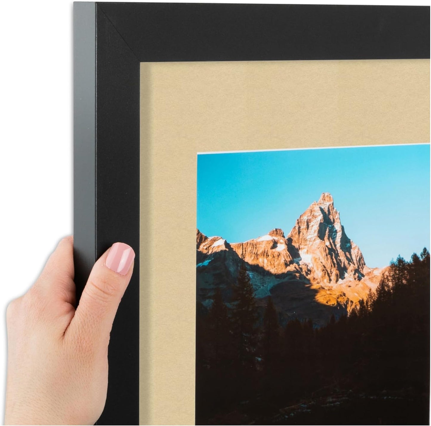 ArtToFrames Collage Picture Frame 3 Opening 3-5x7 Photo Frame | Made in USA | Black Frame Green Whisper and Black Mats