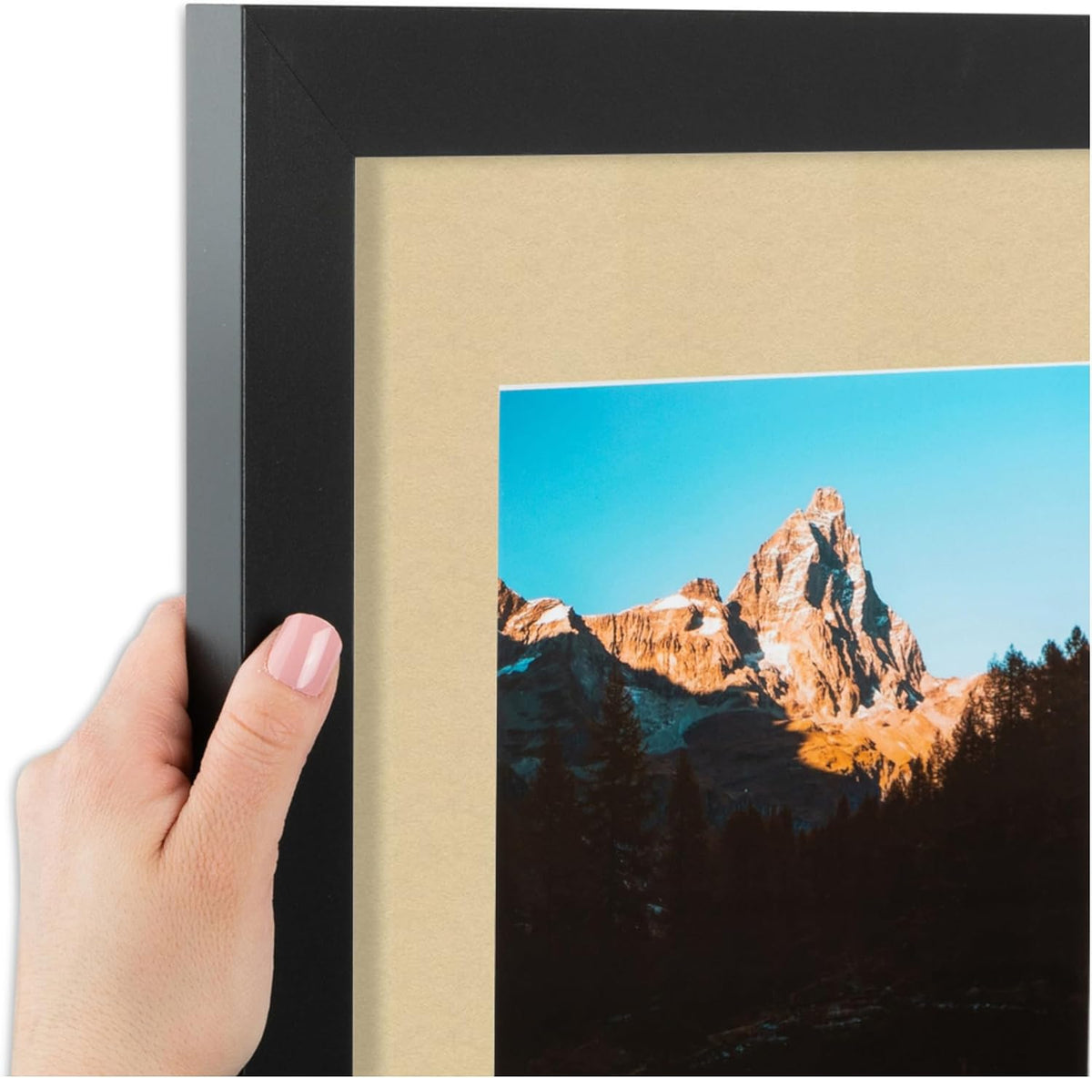 ArtToFrames Collage Picture Frame 3 Opening 3-8x12 Photo Frame | Made in USA | Black Frame Green Whisper and Black Mats