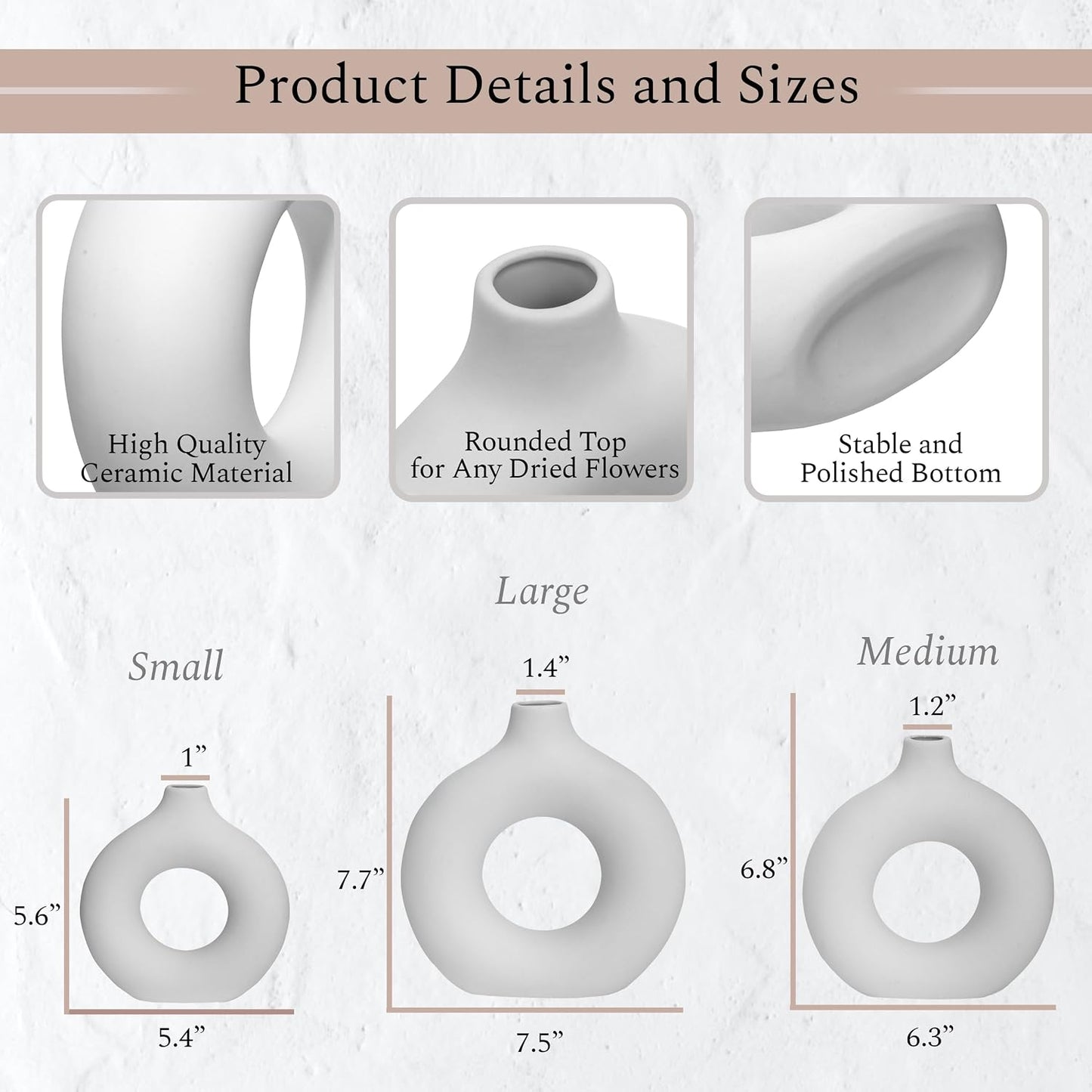 Ceramic Vase / White / Set of 65