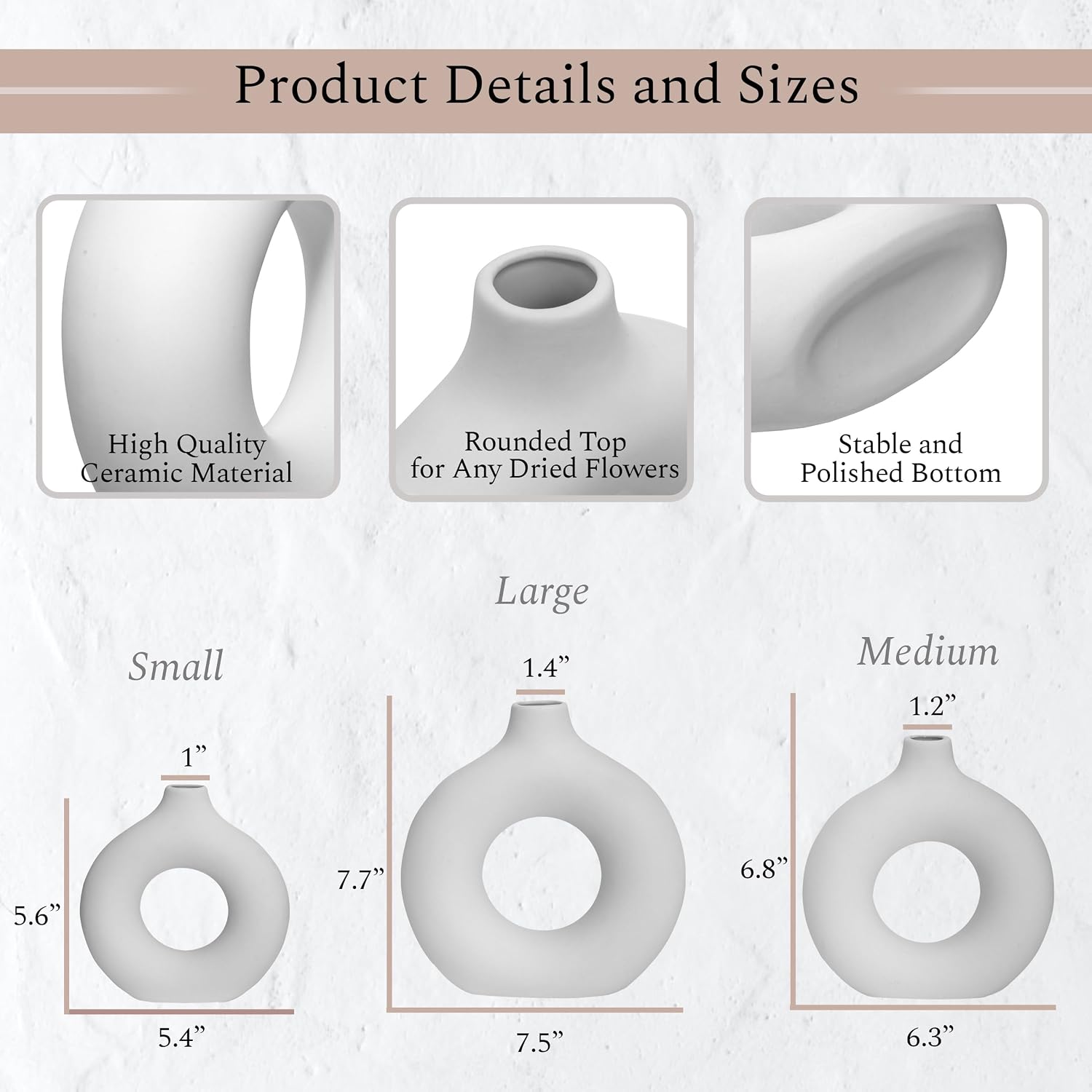 Ceramic Vase / White / Set of 65
