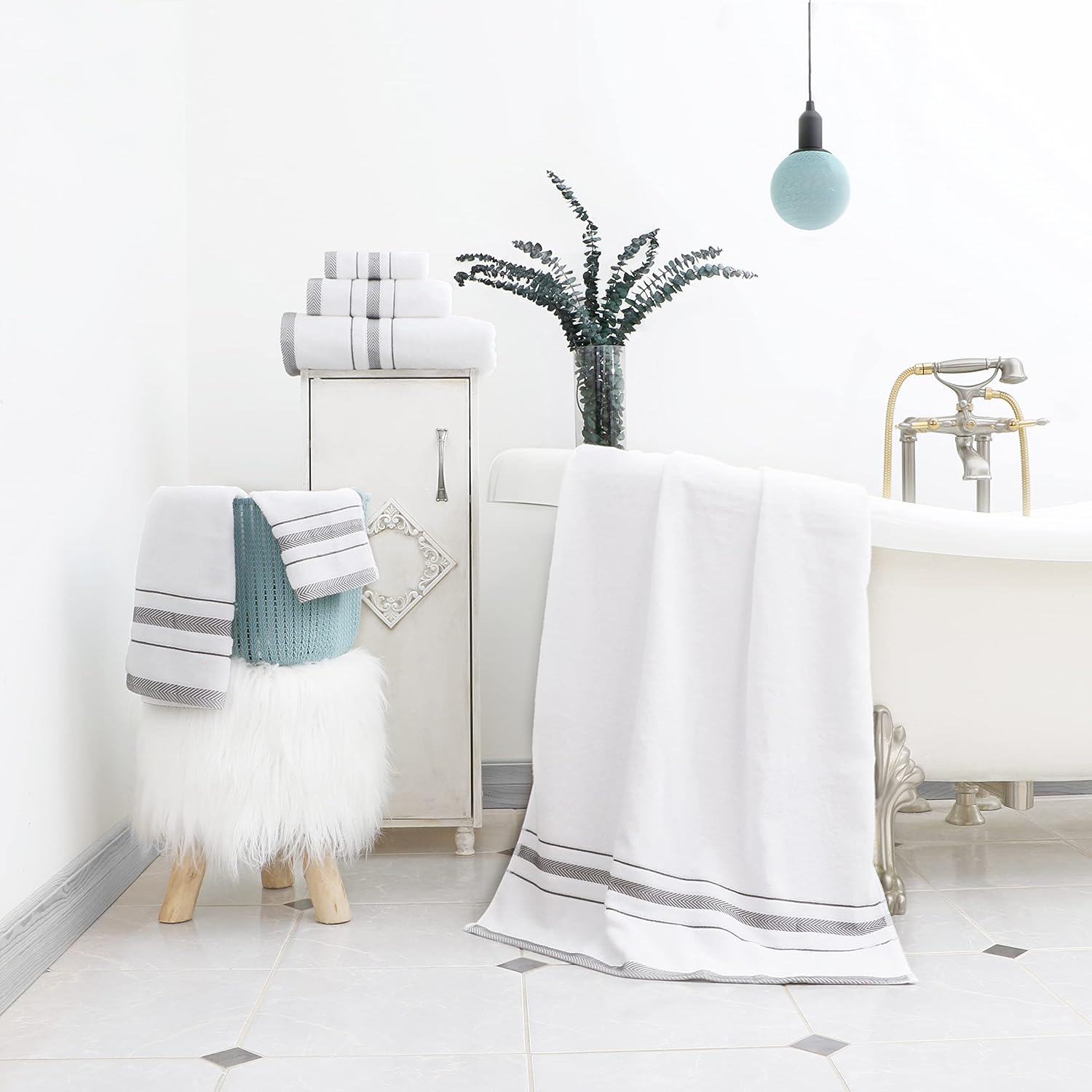 Bath Towels Set for Bathroom – Luxury 6-Piece Cotton Towels, Soft Absorbent & Quick Dry, 600 GSM Bath Towels for