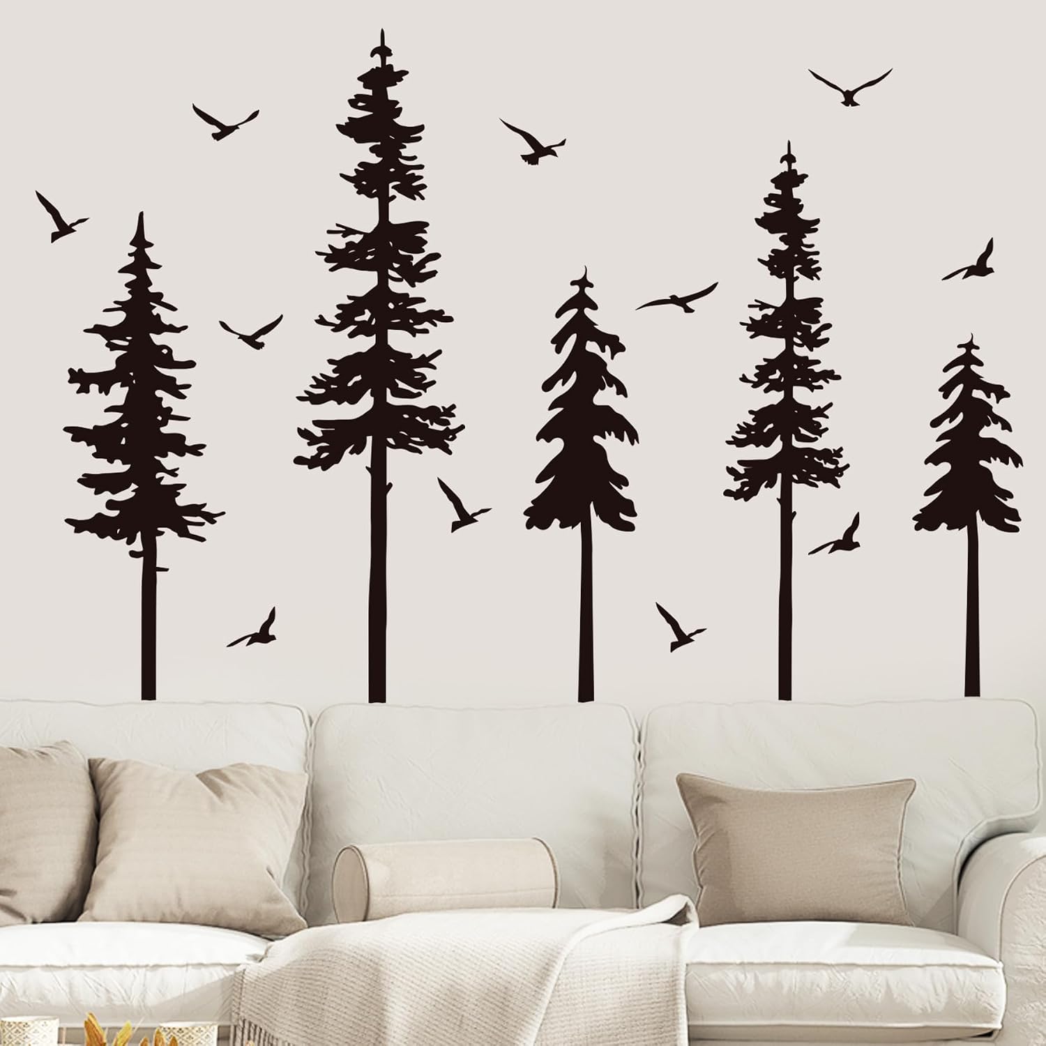Large Pine Trees Wall Decals Forest Wall Stickers Christmas Decoration / Blcak Tree / Black