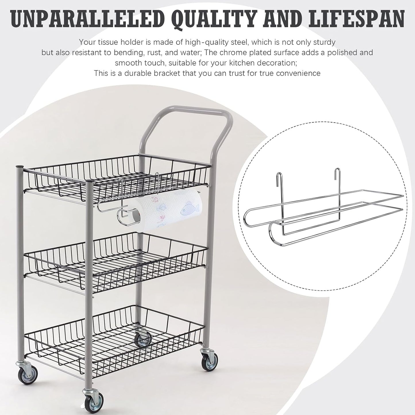 CroBlissful Paper Towel Holder for Wire Shelving 5'' D x 12'' W x 4.5'' H Hanging Paper Towel Holder Wire Shelf