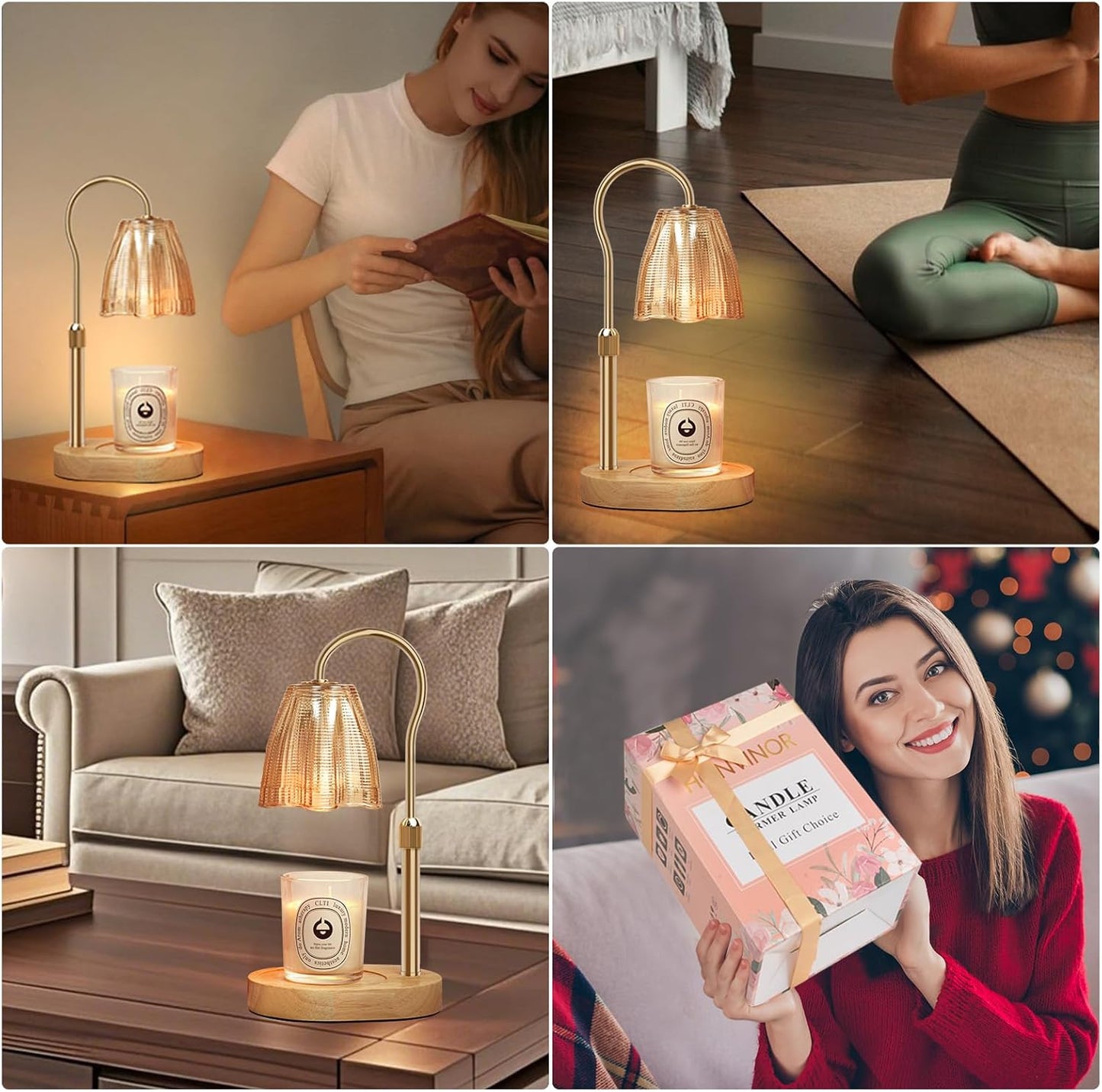 Candle Warmer Lamp with Timer & Dimmer, Candle Warmer Height Adjustable, Fits All Jar Scented Candles, Candle Lamp with