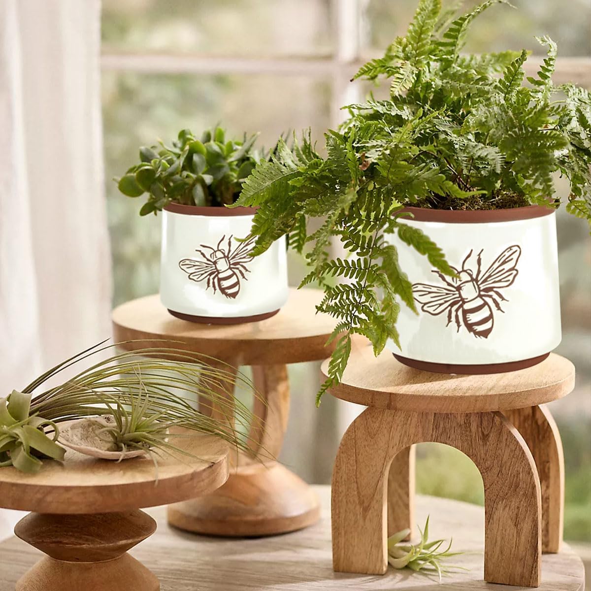 YBX Terracotta Pots / 6+4 Inch / White Bee