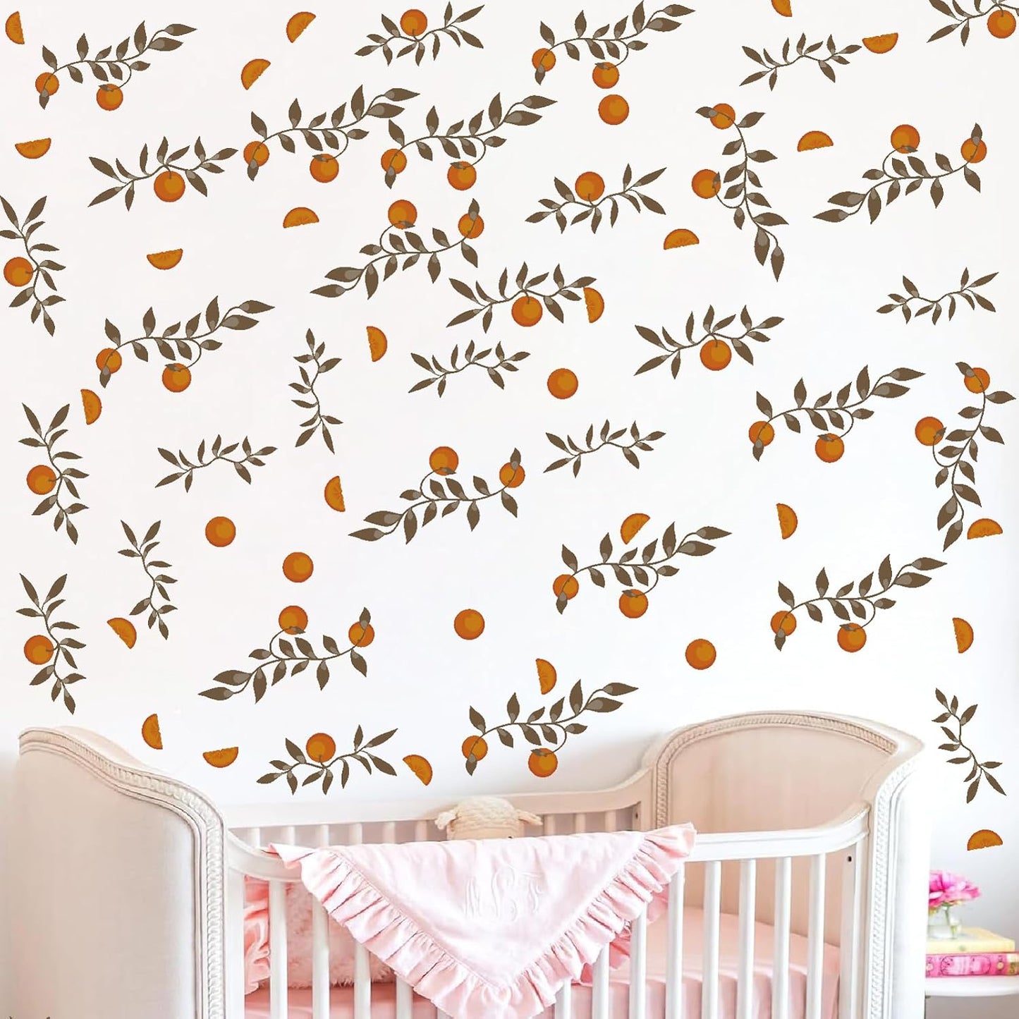 Wall Decals Boho Fruit Leaf Wall Stickers Small Tree Leaf Sticker Vintage Green Leaves / Orange Leaf