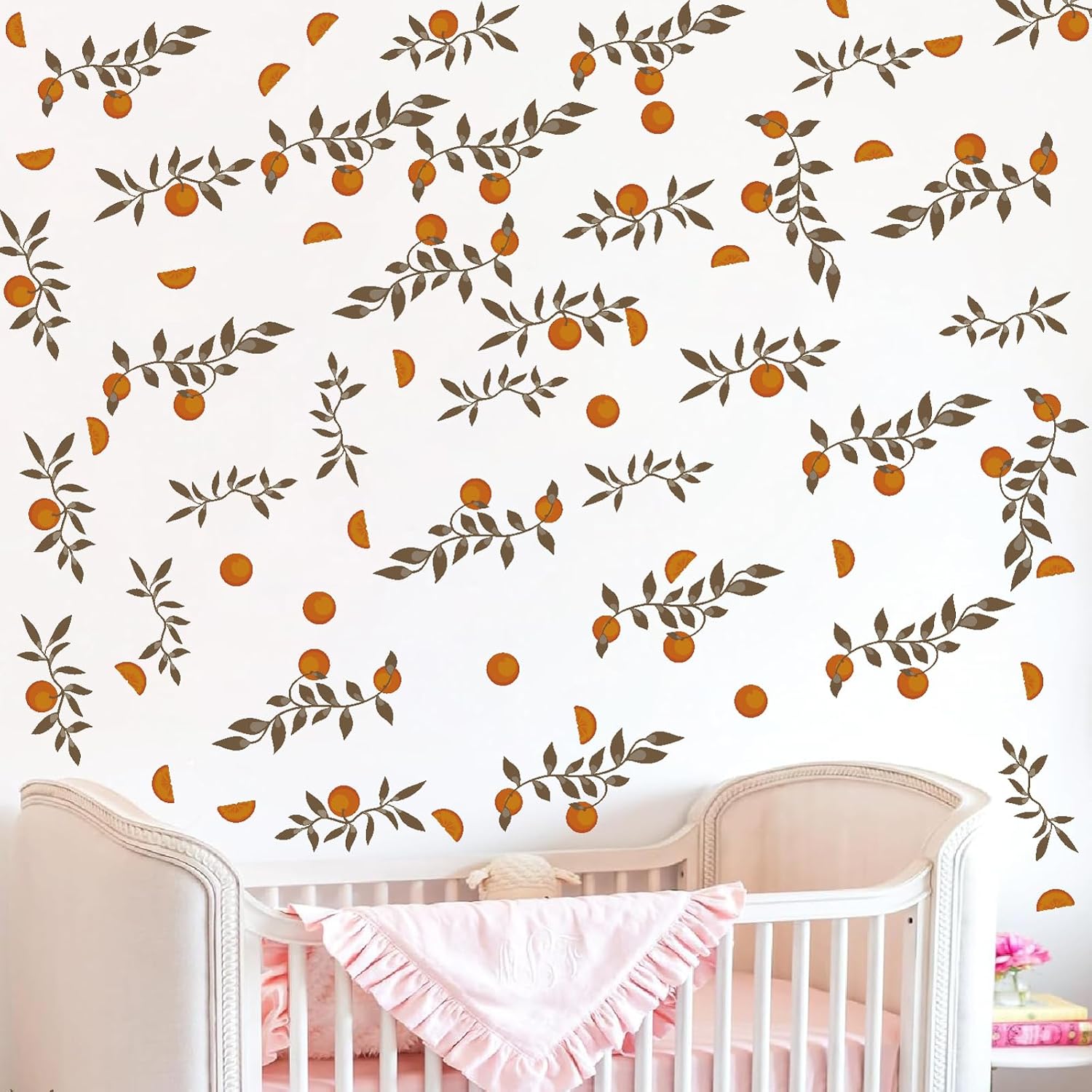 Wall Decals Boho Fruit Leaf Wall Stickers Small Tree Leaf Sticker Vintage Green Leaves / Orange Leaf
