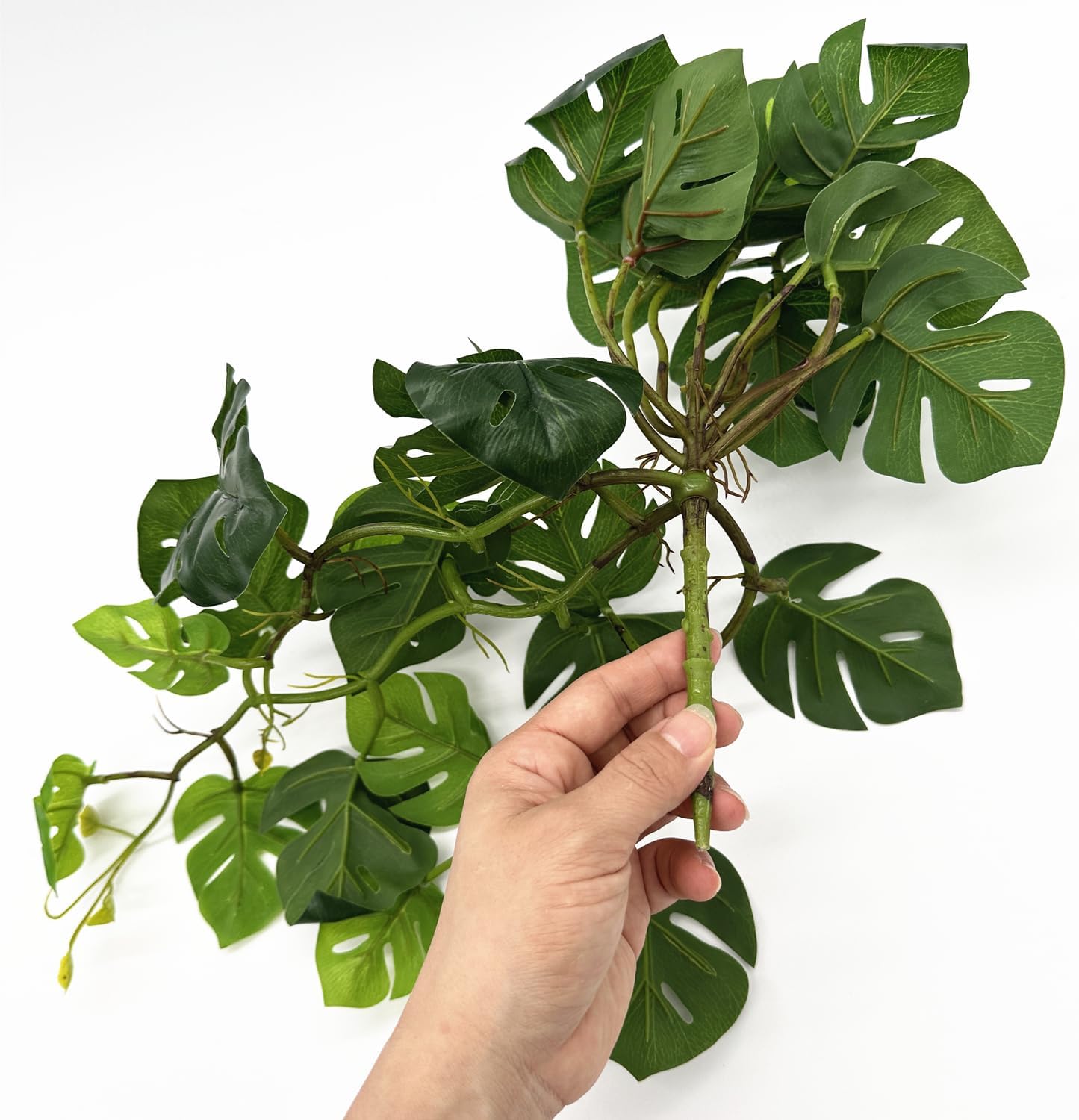 Fake Plants Hanging Small Faux Potted Ivy Vine Artificial Monstera Mini / Monstera Plant - Green