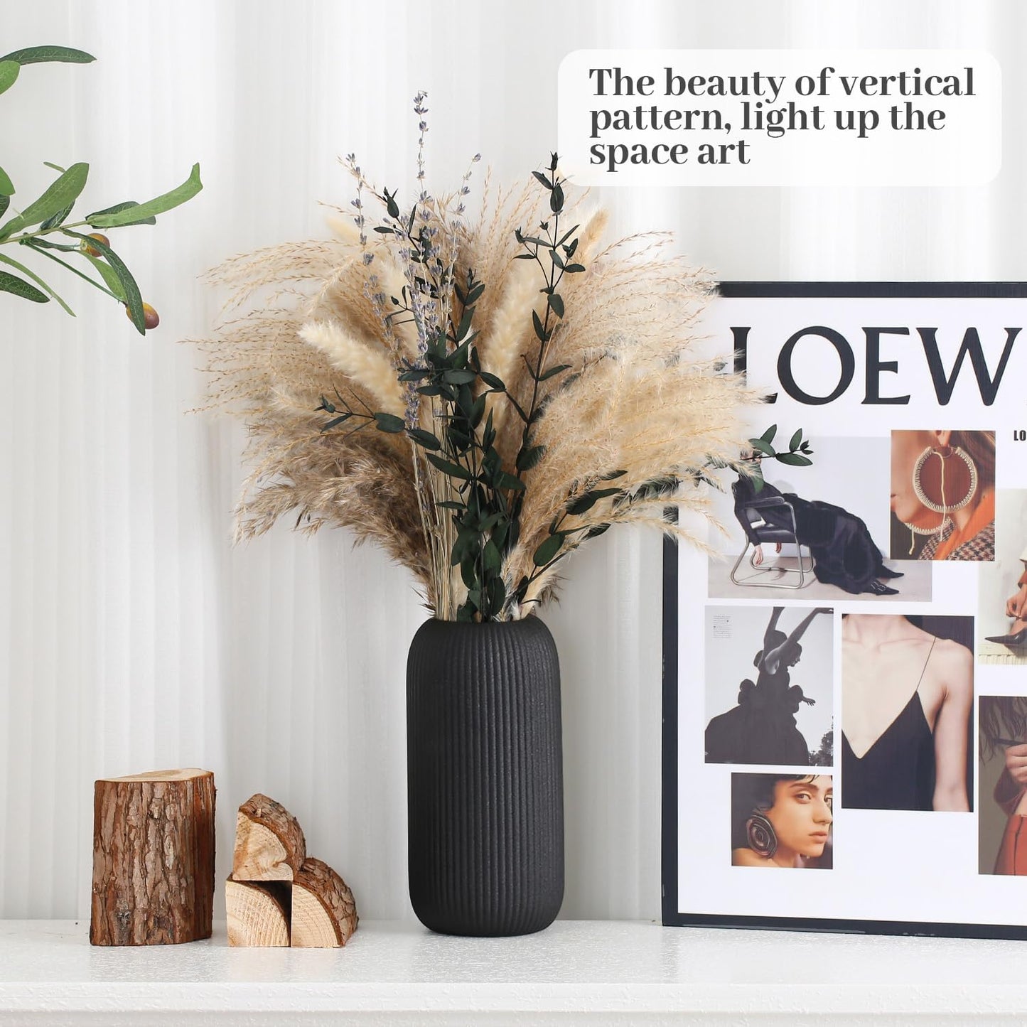 Bohemian Ceramic Vase / Black / 8in-pill / 8 Inch