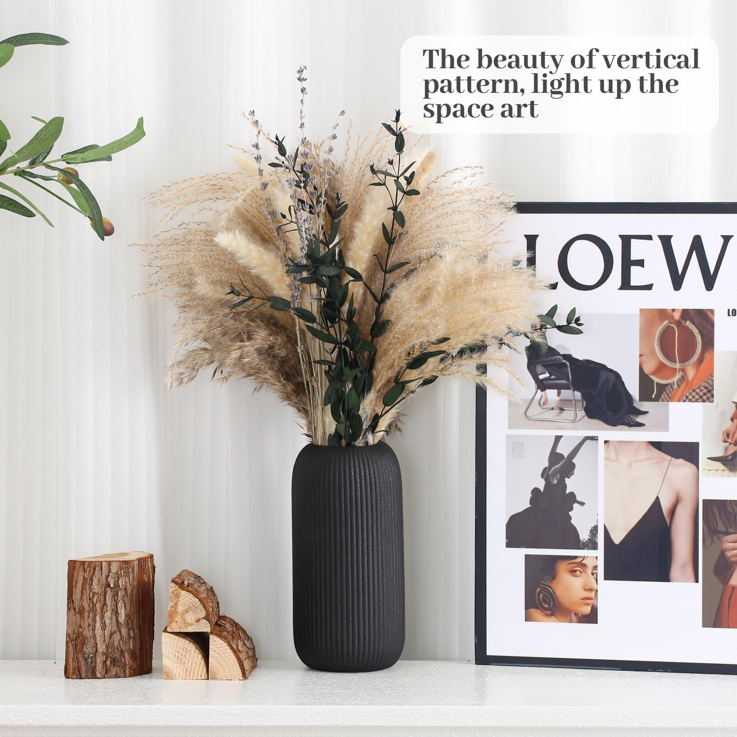 Bohemian Ceramic Vase / Black / 8in-pill / 8 Inch