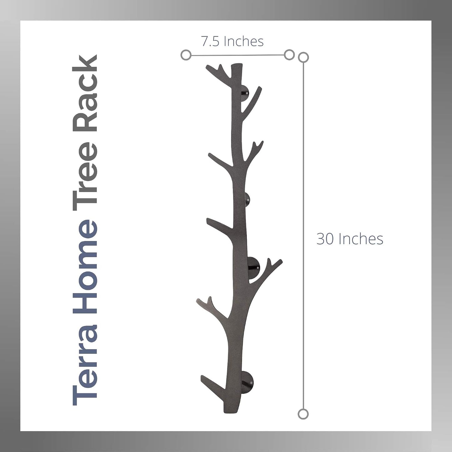 Tree Branch Coat & Hat Rack Wall Mount with 8 Vertical Hooks for Caps, Coats, Purse & More Modern Storage Dog Leash
