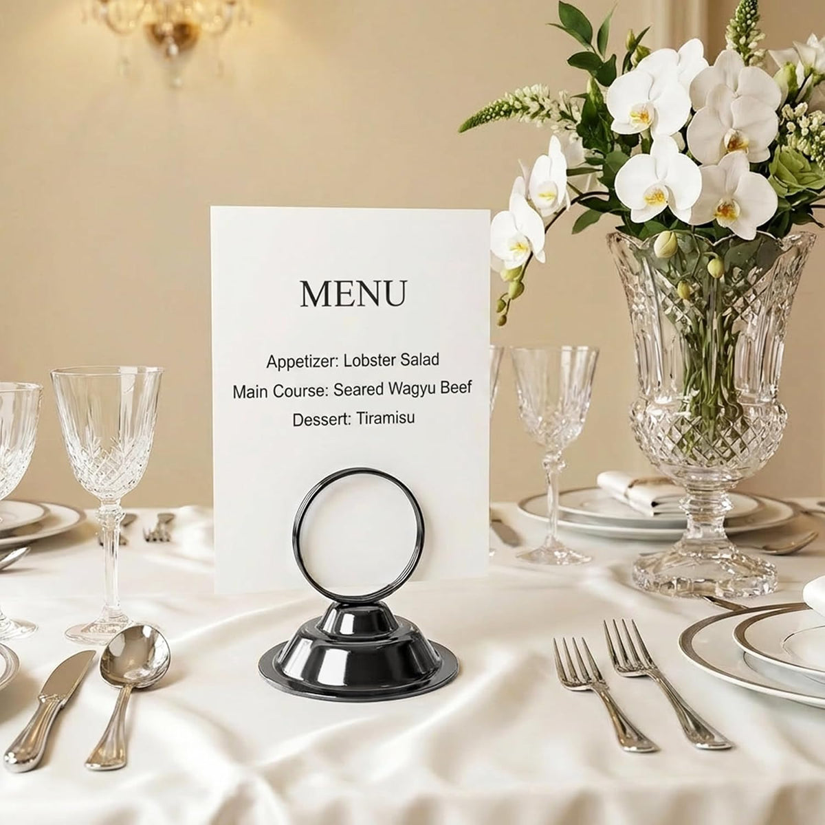 ERYTLLY 16 PK Place Card Holders Table Card Holder Steel Card Holders for Weddings,Birthdays,Photos, Memo Notes