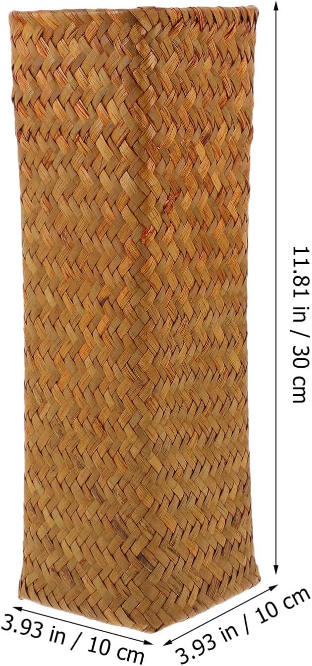 Seagrass Woven Vase / 12" Tall Wicker Vase for Flowers
