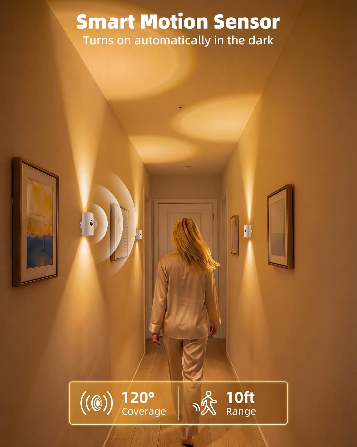 EZVALO Battery Operated Wall Sconce with Motion Sensor, 4000mAh Rechargeable Wall Light, 3 Color Temperatures & 12 RGB