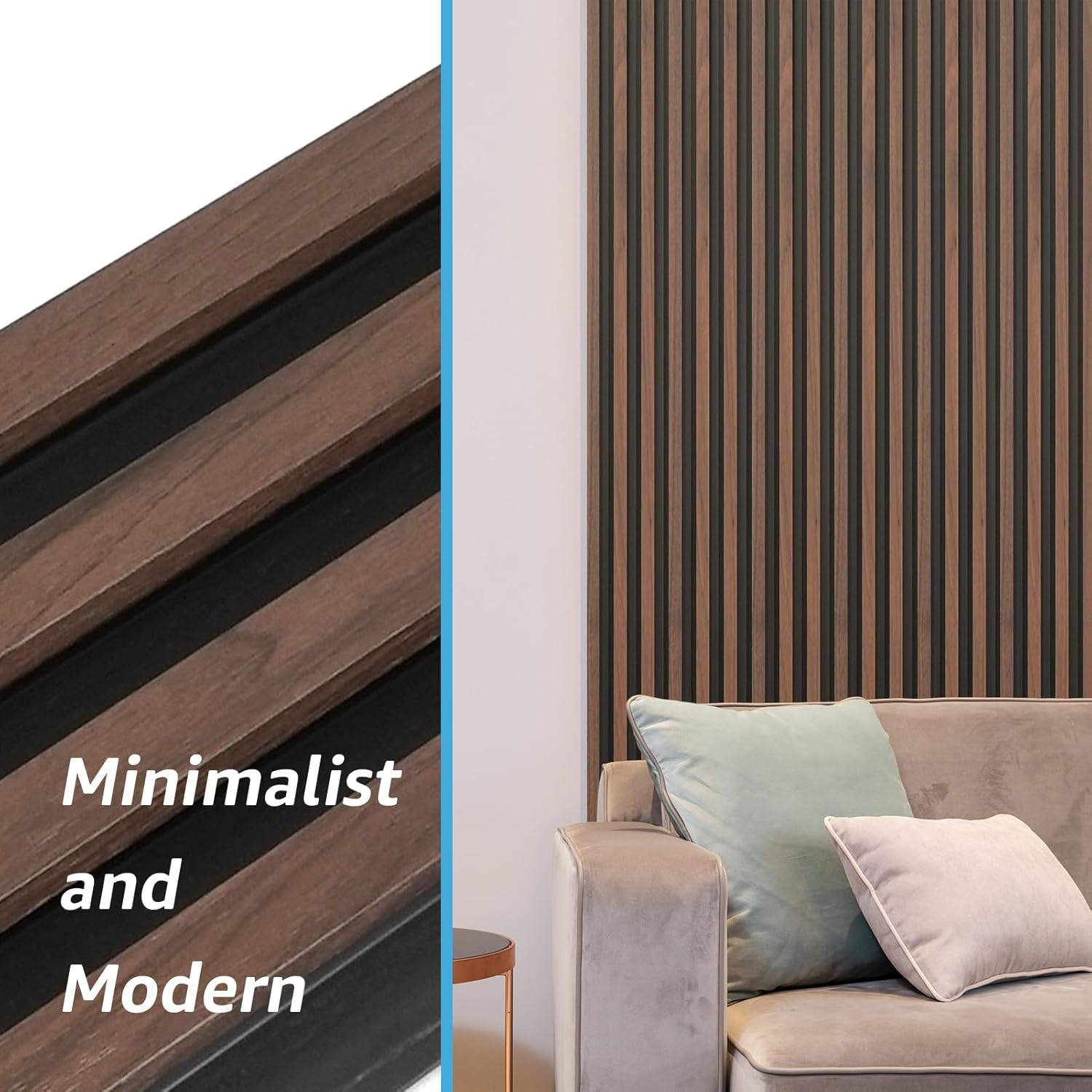 WPC Wood Slat Wall Panel for Interior Décor / 96 x 6 / Walnut / Set of 8