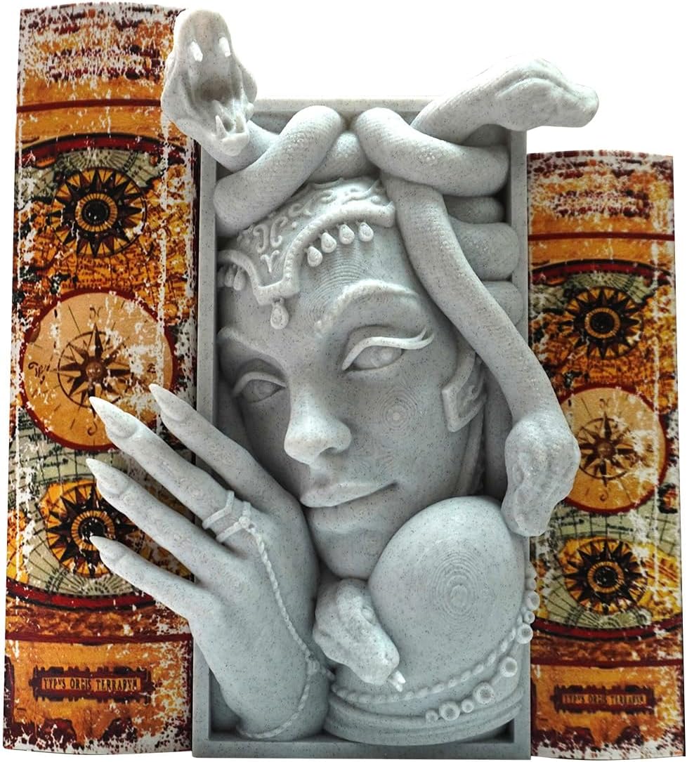 Medusa 3D Printed Decorative Bookend Lightweight Durable Book Shelf Accessories / Grey Medusa