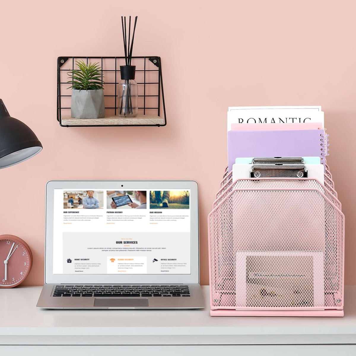 SUMMORO Inclined File Organizer for Desk, 7-Section Vertical File Holder | Office Desk Organizer Metal Rack File