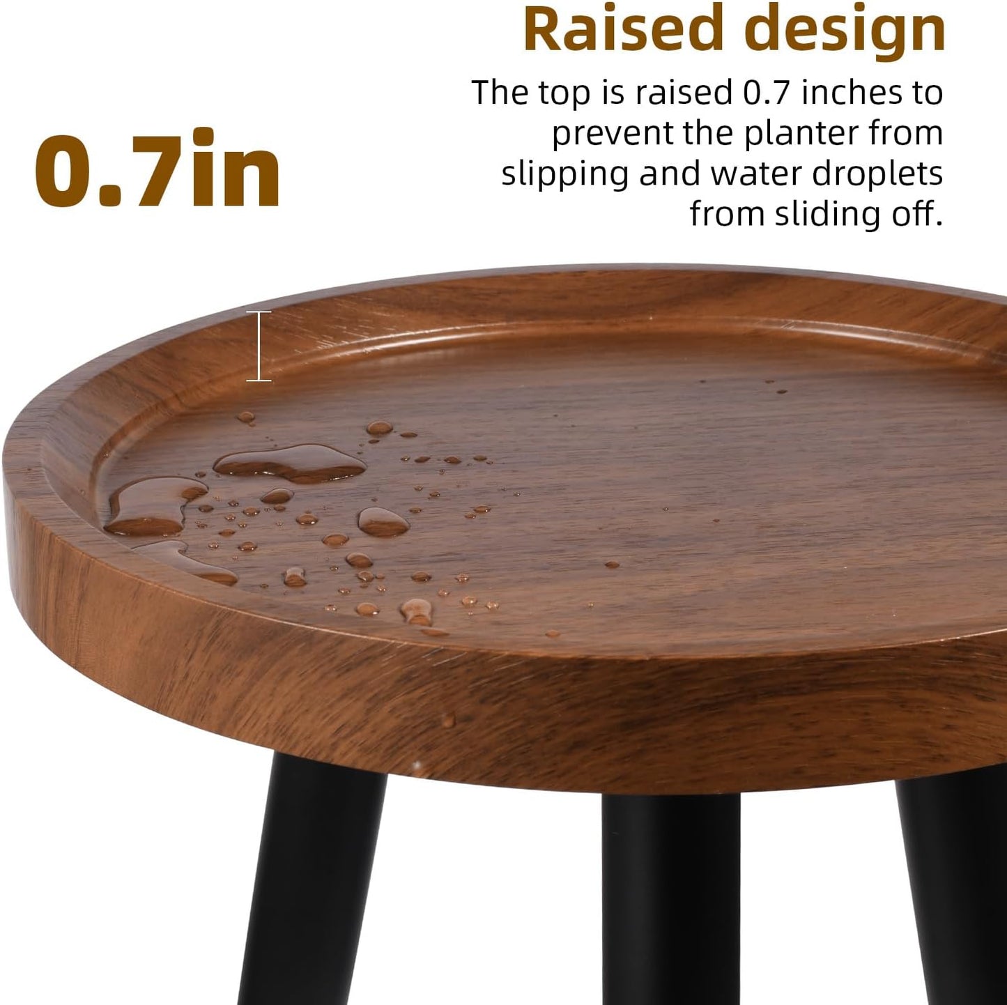 KGPLOME Indoor Plant Stand,Tall Stand with Raised Design(Walnut,12x10.8 in) | 2 Pack Wood Mid Century Plant Table in