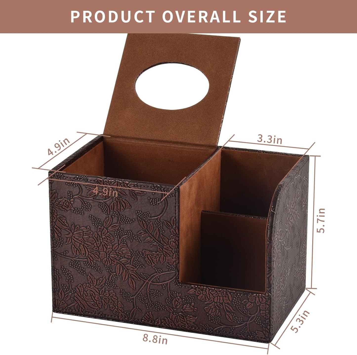PU Leather Tissue Box Cover Square Tissue Holder Tissues Box Organizer / Retro