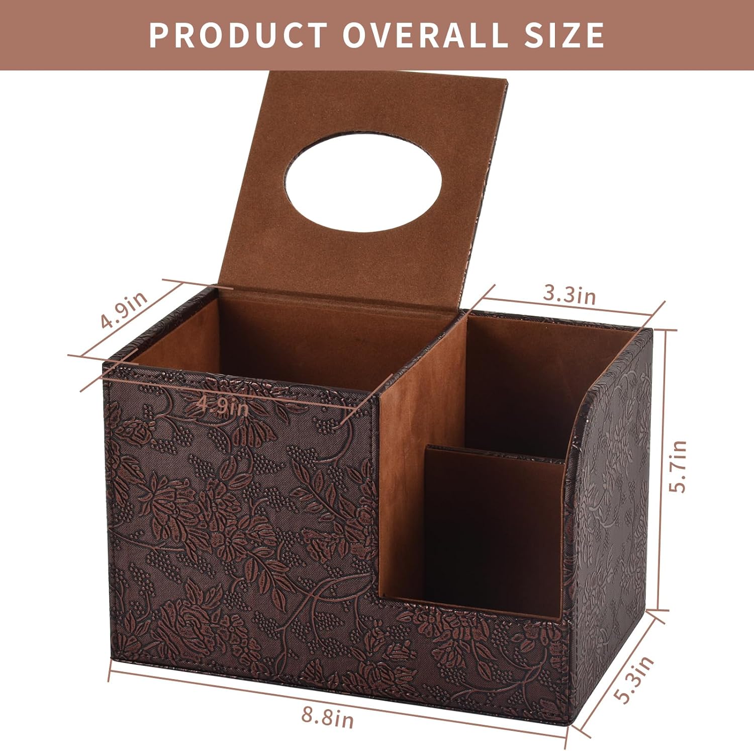 PU Leather Tissue Box Cover Square Tissue Holder Tissues Box Organizer / Retro