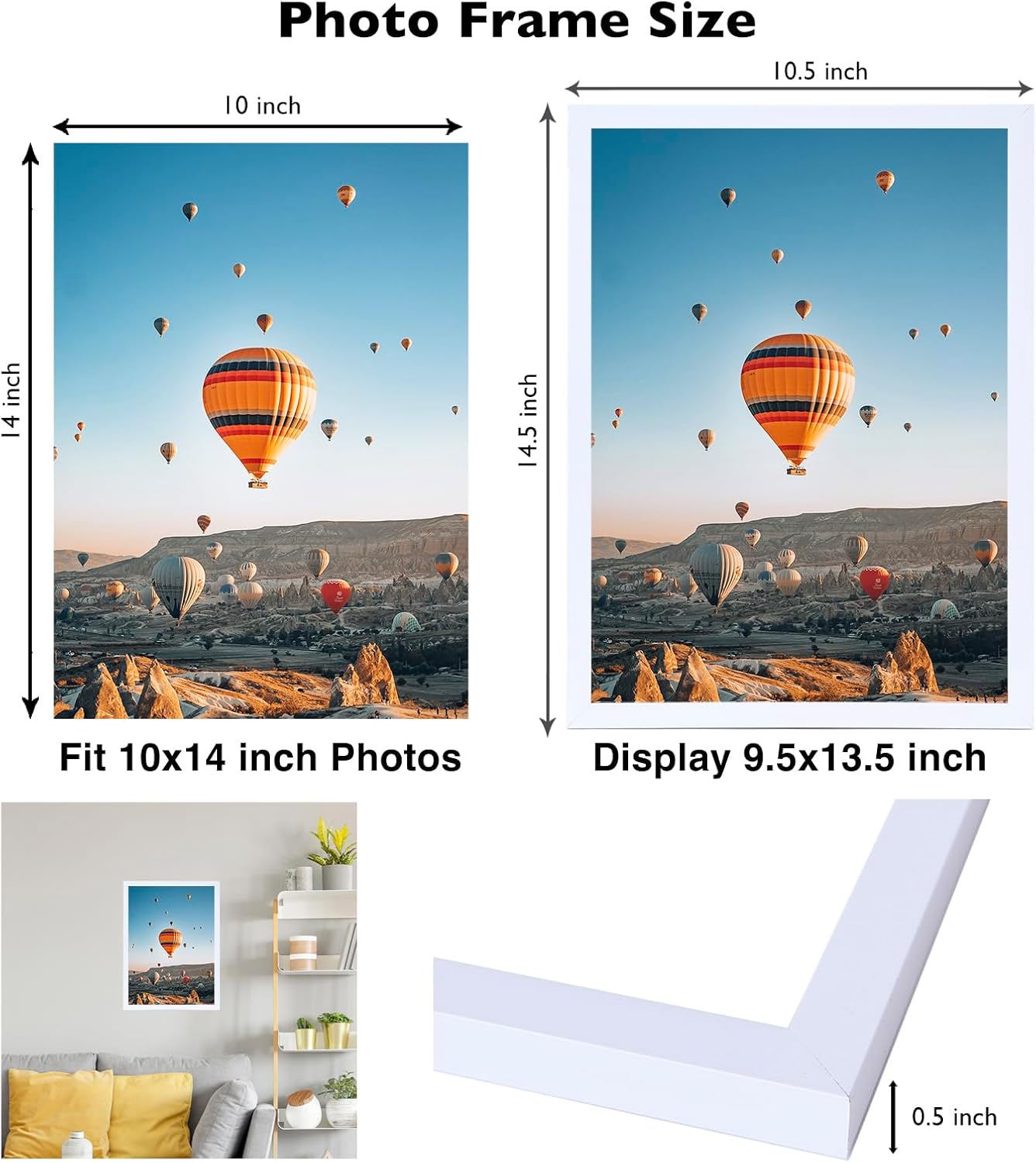 JCJMY 10x14 Picture Frame Set of 6 for 30 x 40cm Diamond Painting Art, Wall Mounting Horizontally or Vertically, 10 x