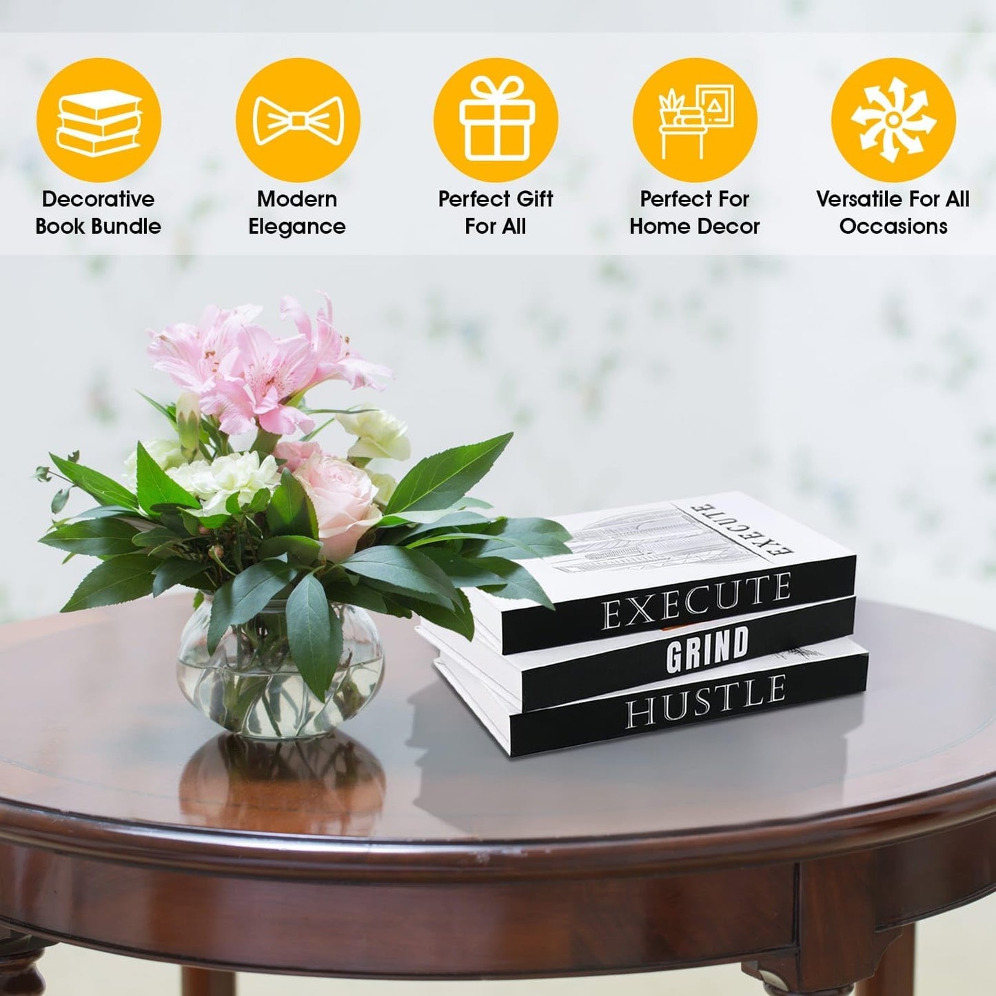 White Faux Books / Black / Set of 3