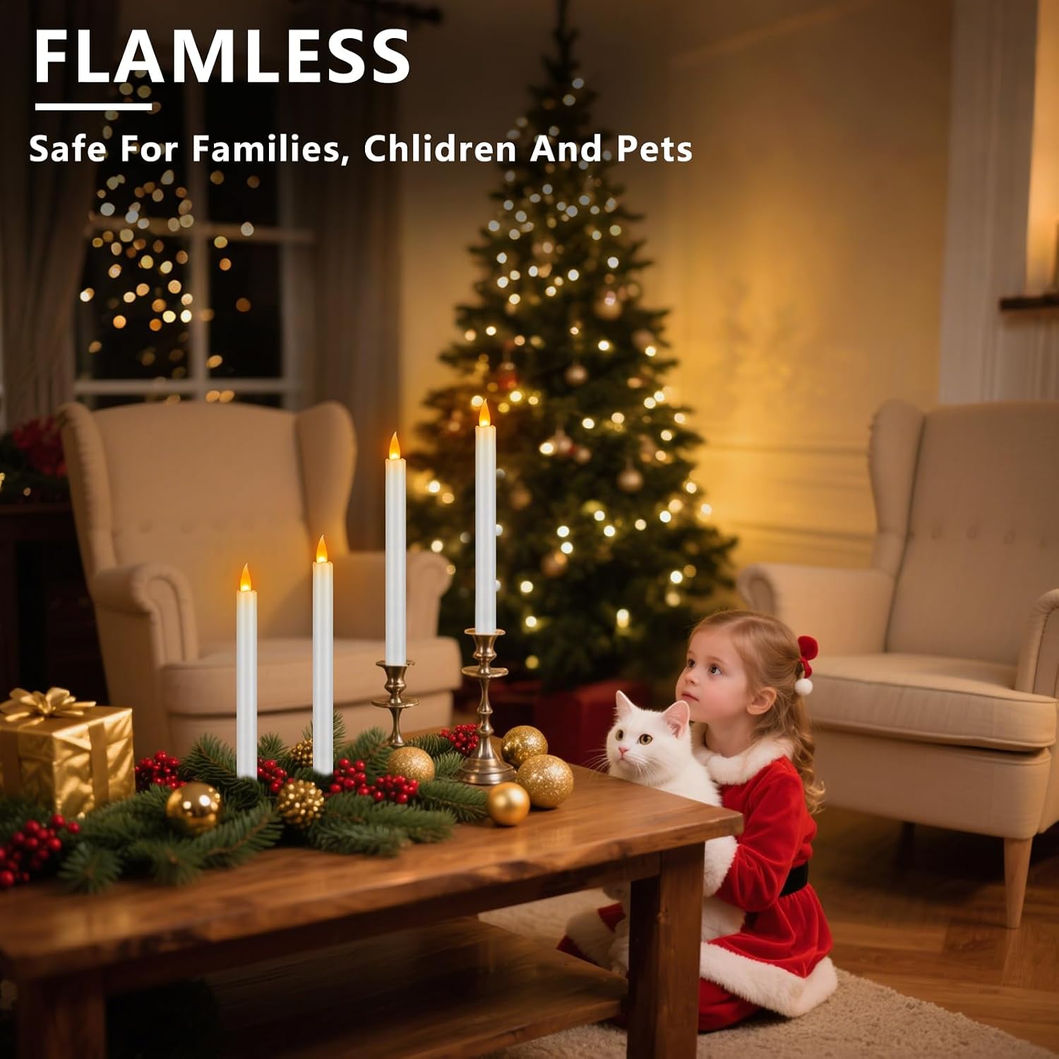 wemarry Flameless Taper Candles 10" Dripless Battery Operated Taper Candles Included Remote Timer 400+ Hours by 2AA