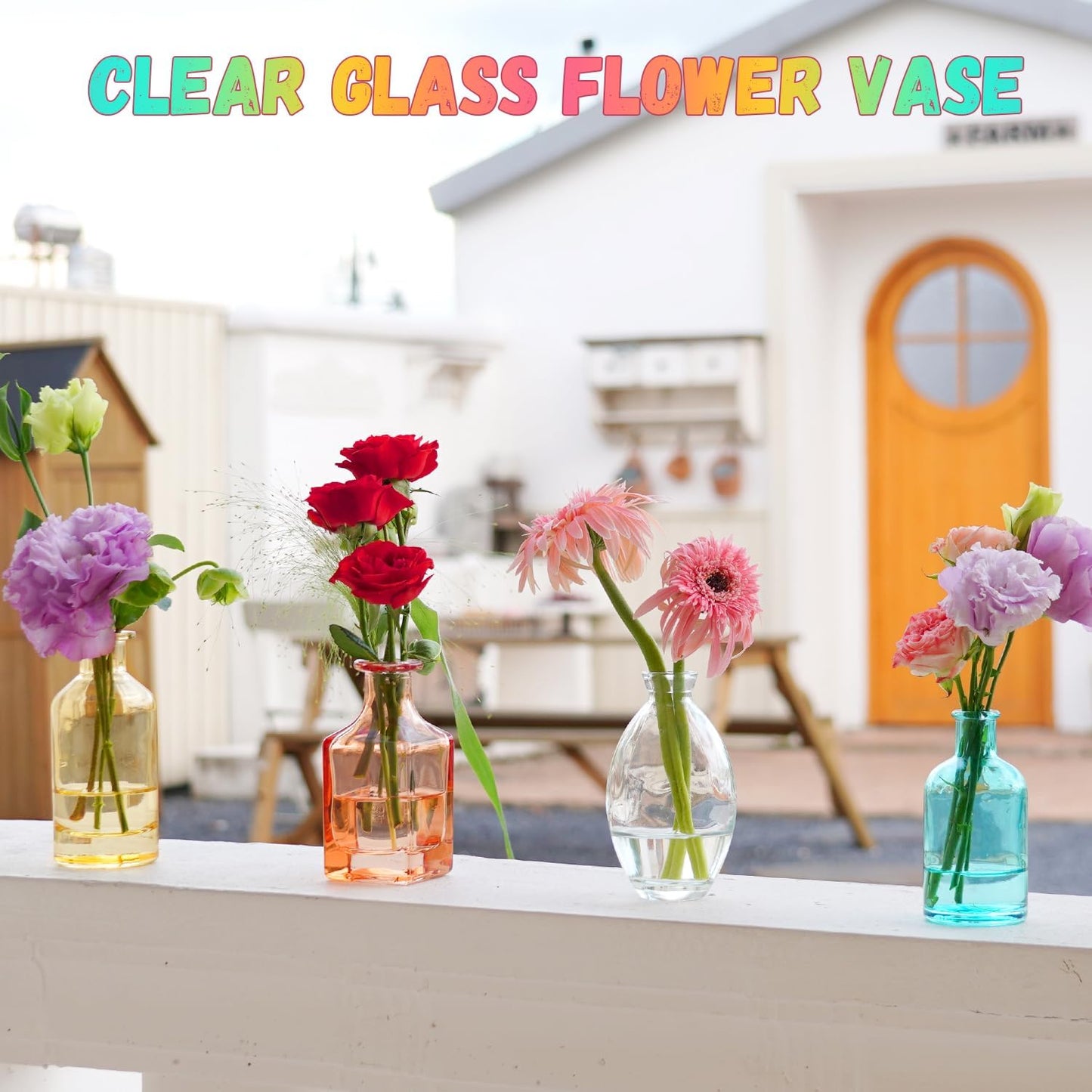Colored Glass Vases / Set of 24
