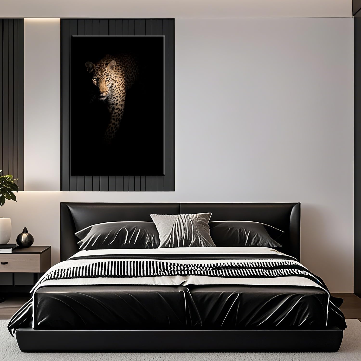 Leopard Wall Art Wildlife Portrait Photography Close-Up Animal Print Framed / Panther / 36"L x 24"W