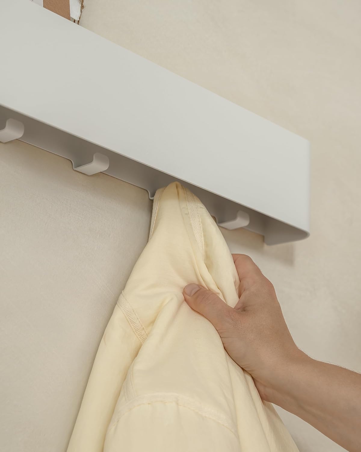 Kazai. Coat Rack Wall Mount with Shelf 'Tone' | Modern Design Coat Hanger with Hidden Hooks and Storage | Hat Rack with