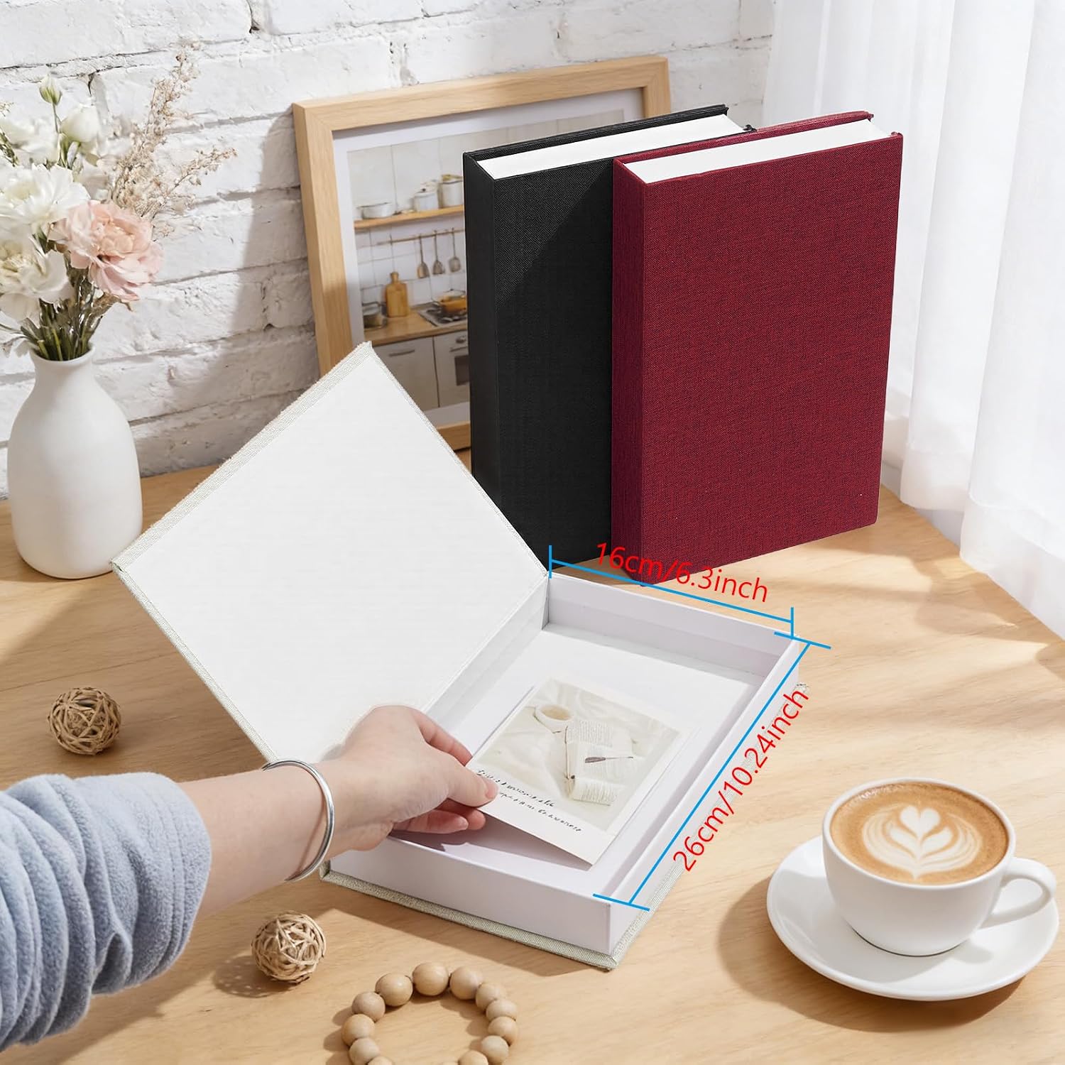 Decorative Book Boxes Modern Neutral Linen Book Box Faux Book Storage Box Magnetic Hollow / Set of 3