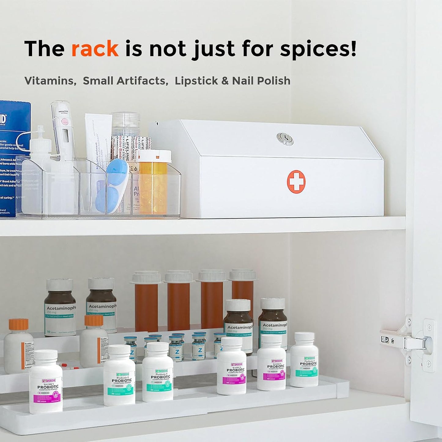 2 Pack Expandable Spice Rack Organizer for Cabinet - 3 Tier Adjustable Cabinet Spice Organizer Easy Visibility - Spice