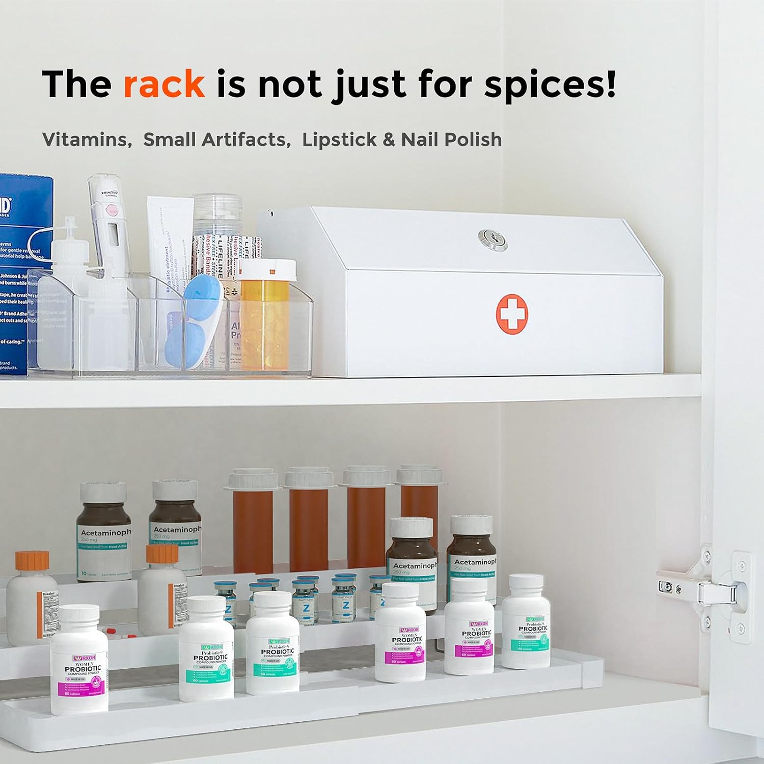 2 Pack Expandable Spice Rack Organizer for Cabinet - 3 Tier Adjustable Cabinet Spice Organizer Easy Visibility - Spice