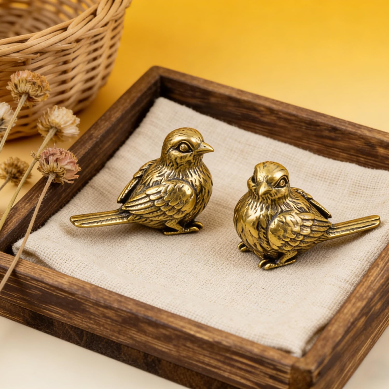 Small Brass Metal Statue / Sparrow