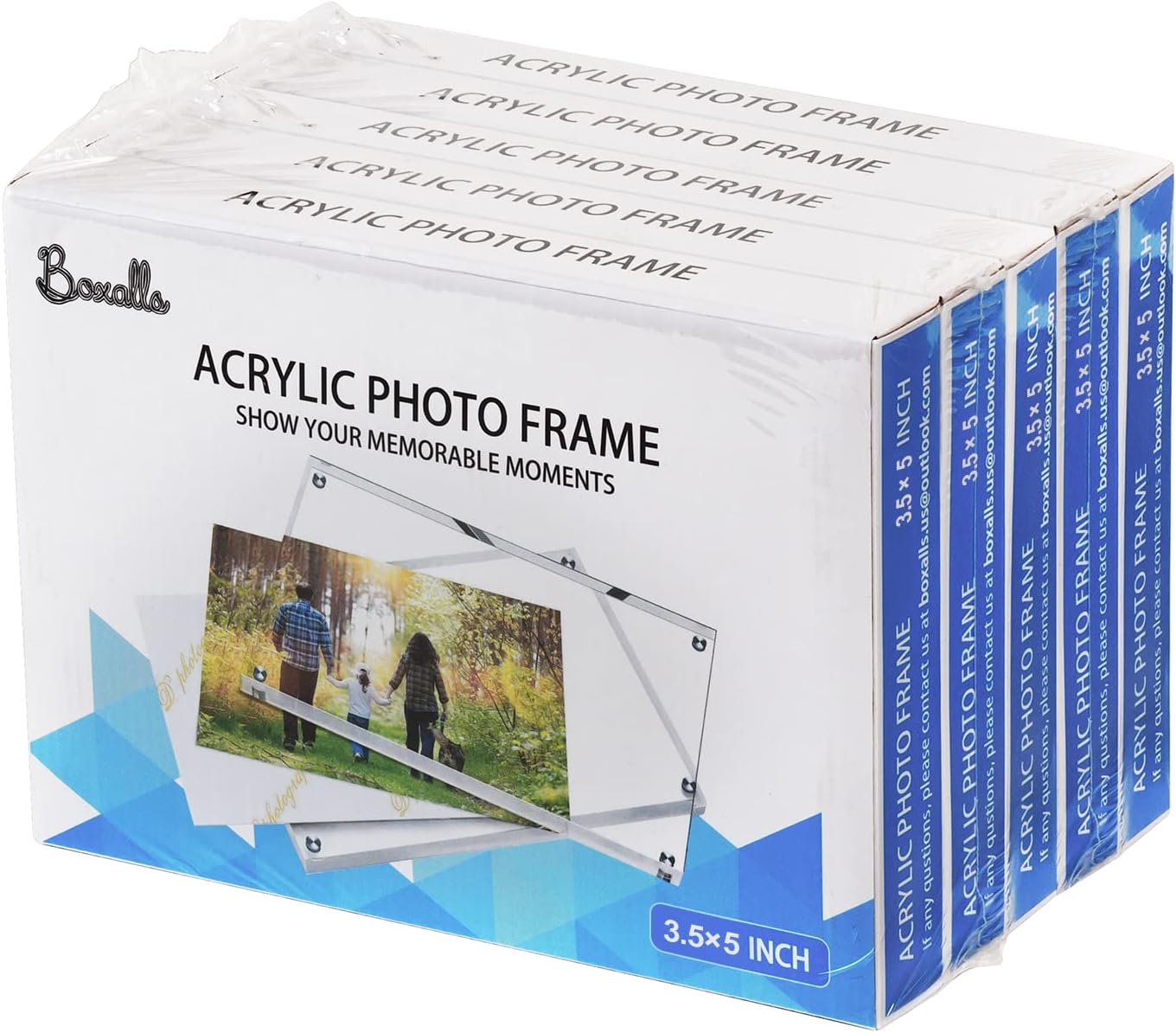 Boxalls 3.5x5 Inches Acrylic Picture Frames - 5 Pack, Clear Frameless 3.5x5 Photo Frames with Magnetic, Double Sided