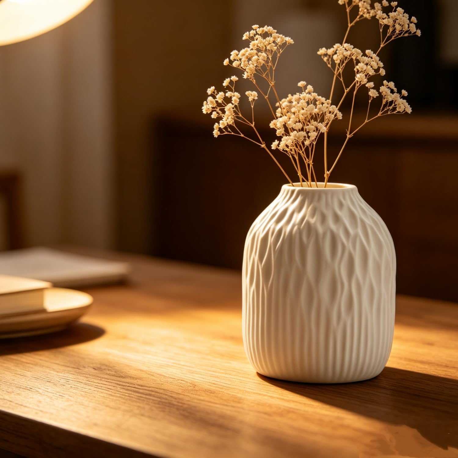 Ceramic Flower Vase / White / Small / 6 Inch