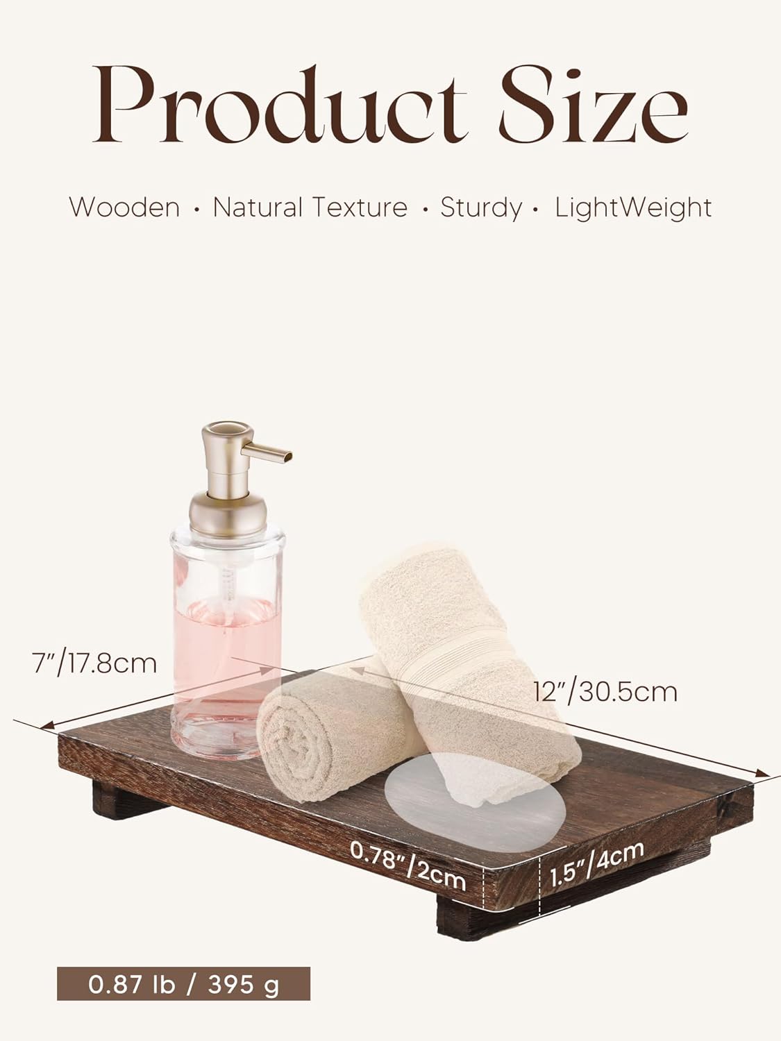 Wood Riser Pedestal Stand / Brown / 12 x 7