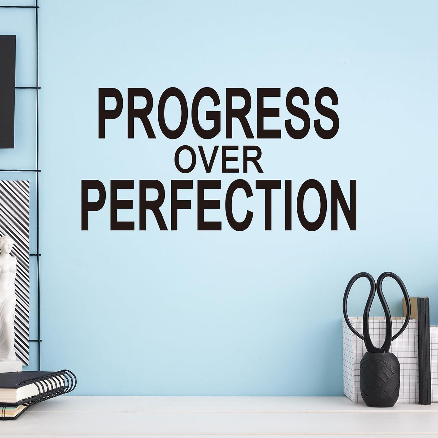 Motivational Positive Vinyl Art Wall Stickers / Large / Progress Over Perfection